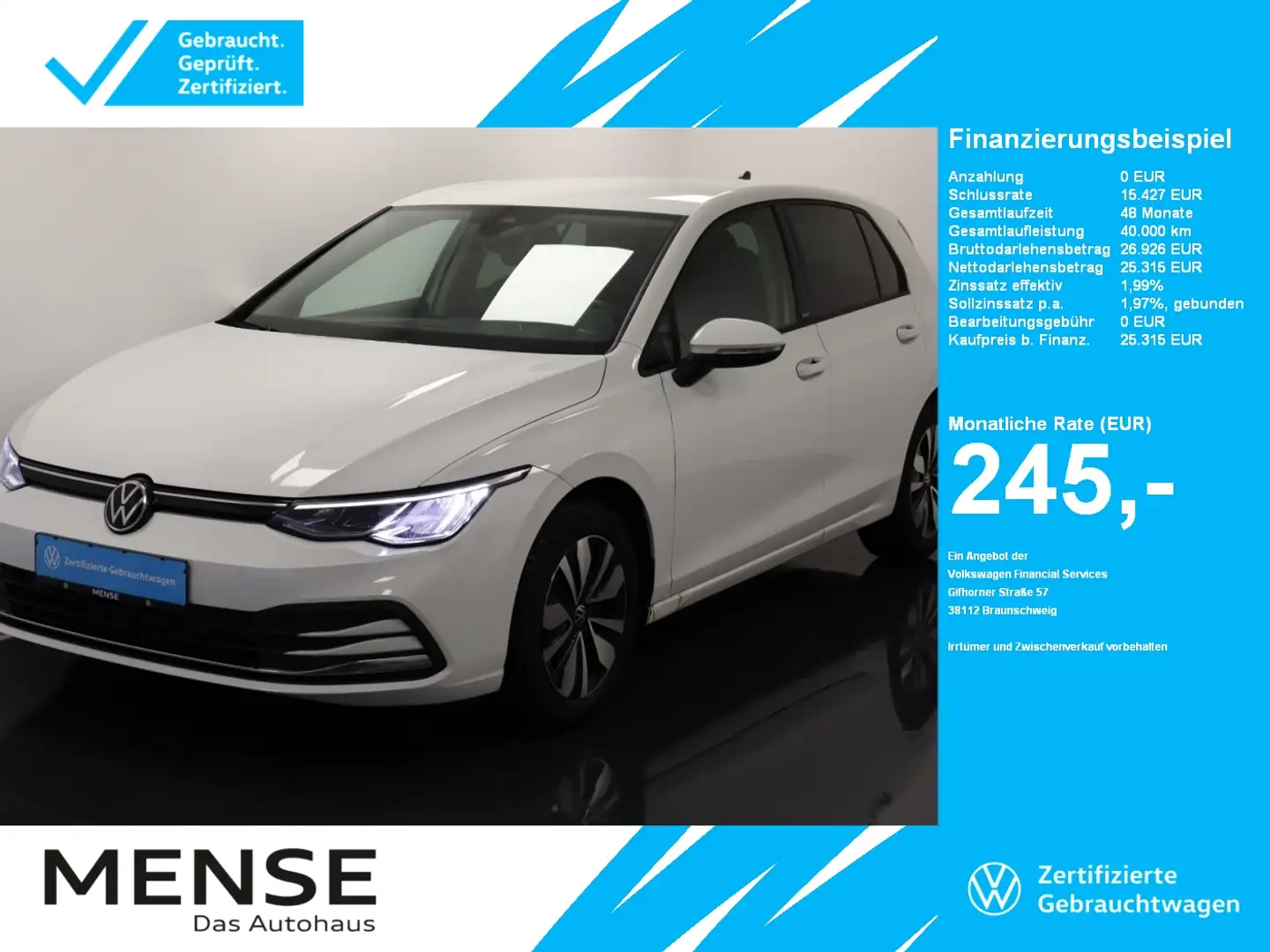 Volkswagen Golf VIII 1.5 TSI MOVE |AHK|FLA|LED|CarPlay Weiß - 1