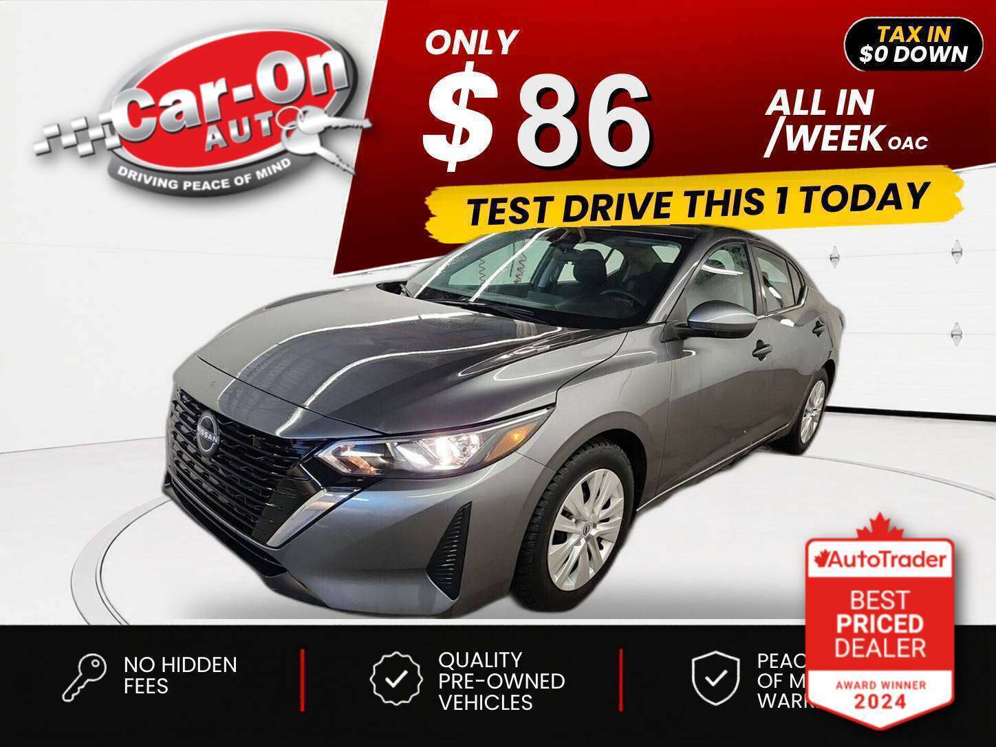 Gray 2024 Nissan Sentra S FWD Sedan Front-Wheel Drive Automatic