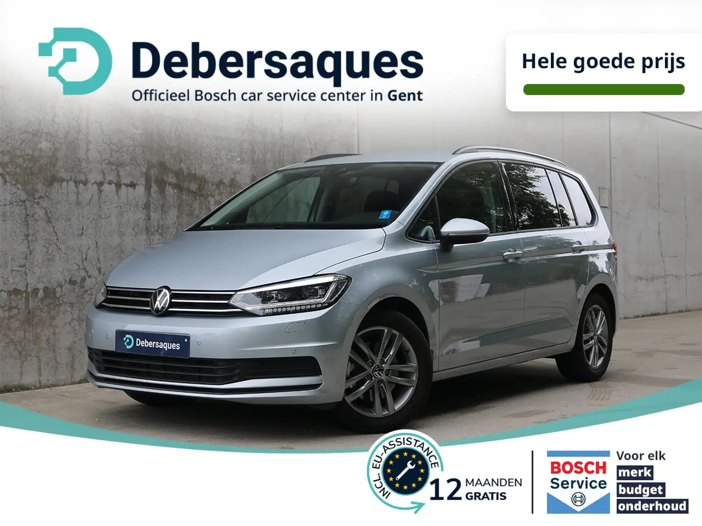 Volkswagen Touran 1.5 TSI / 7ZIT / APP / PSENS +CAM / TREKHAAK Zilver - 1