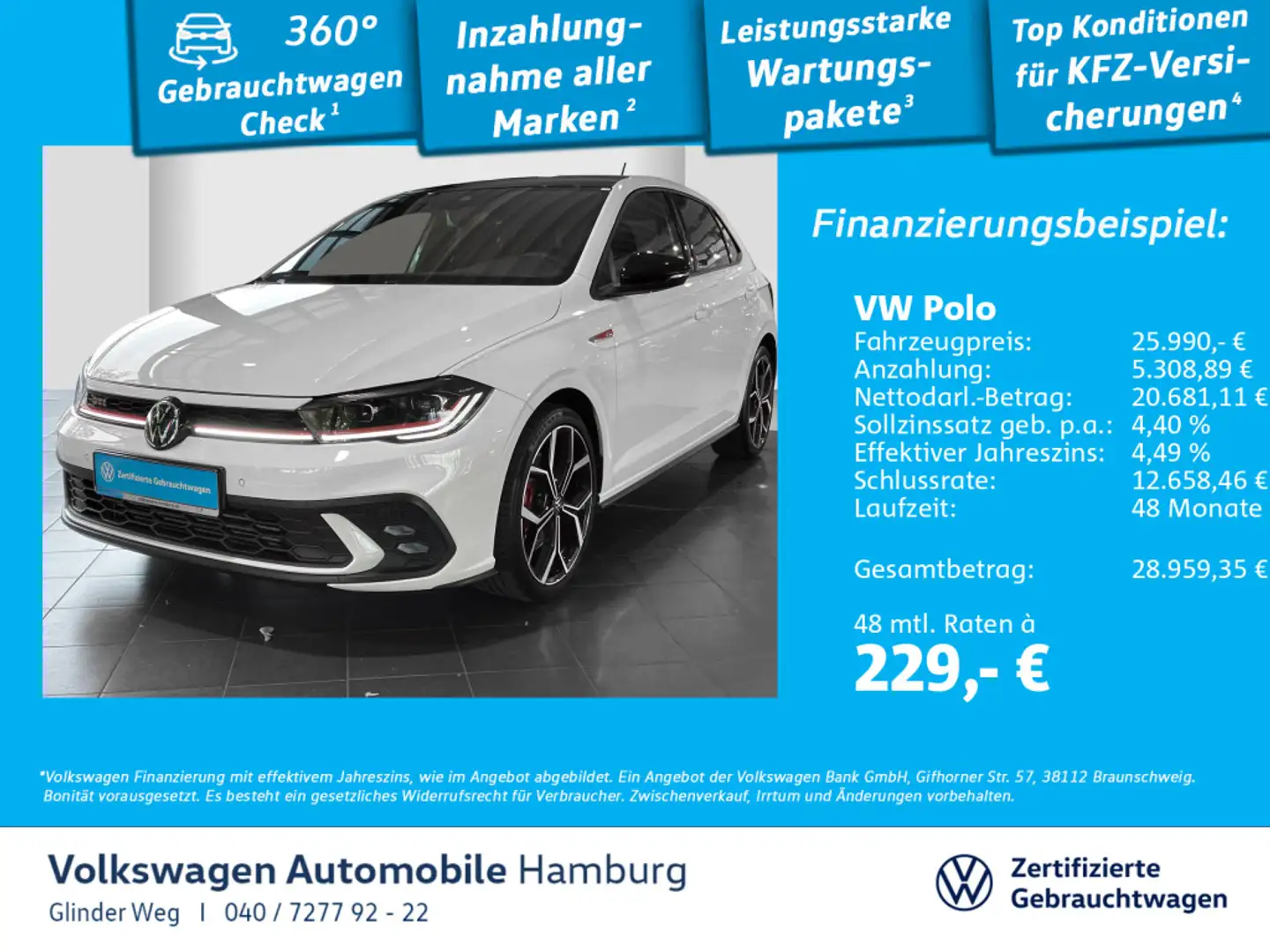 Volkswagen Polo 2.0 TSI GTI DSG AppConnect Rückfahrkamera Weiß - 1
