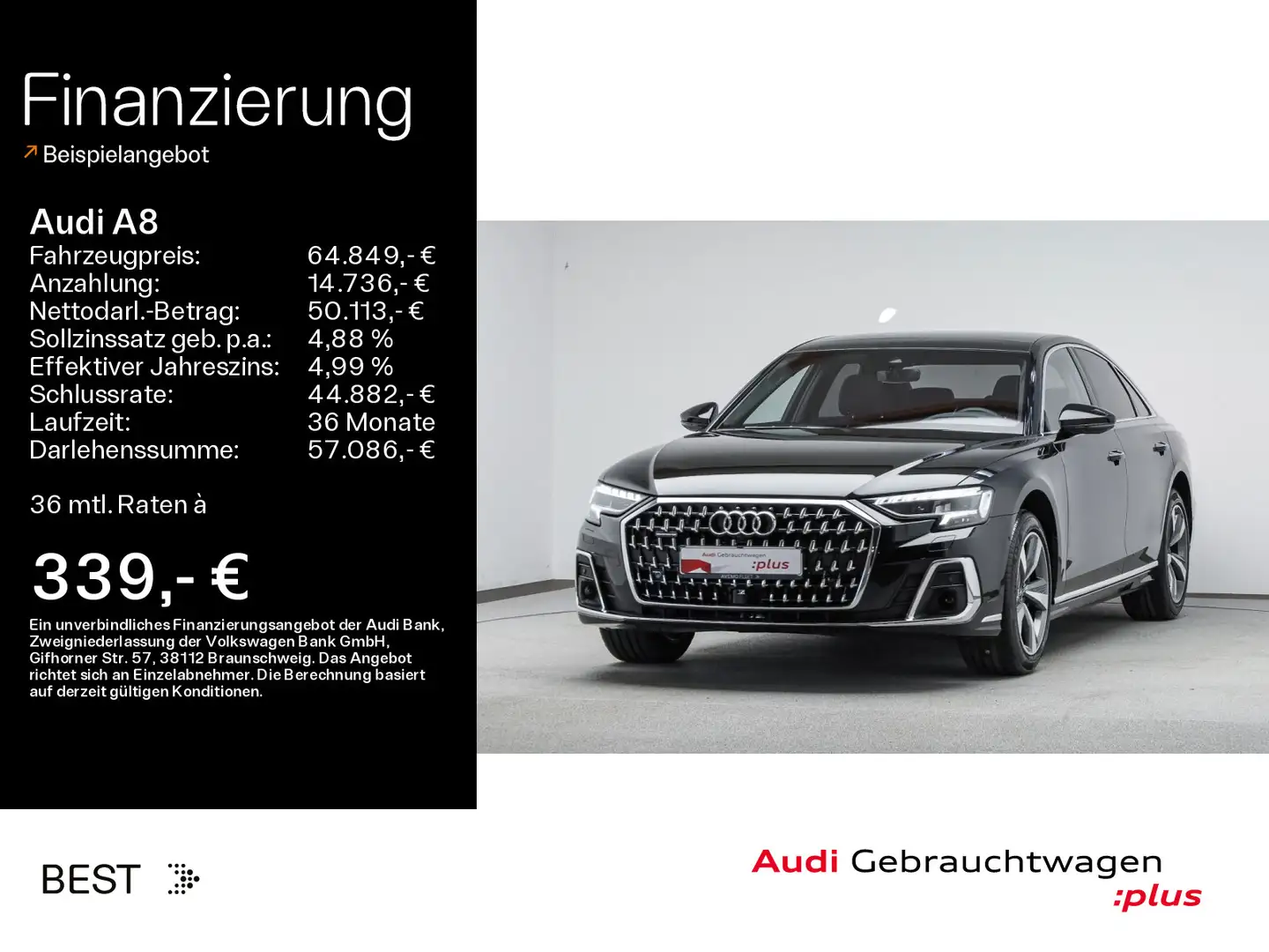 Audi A8 50 TDI quattro*KAMERA*HUD*PANO*B&O*VIRTUAL*ST Černá - 1