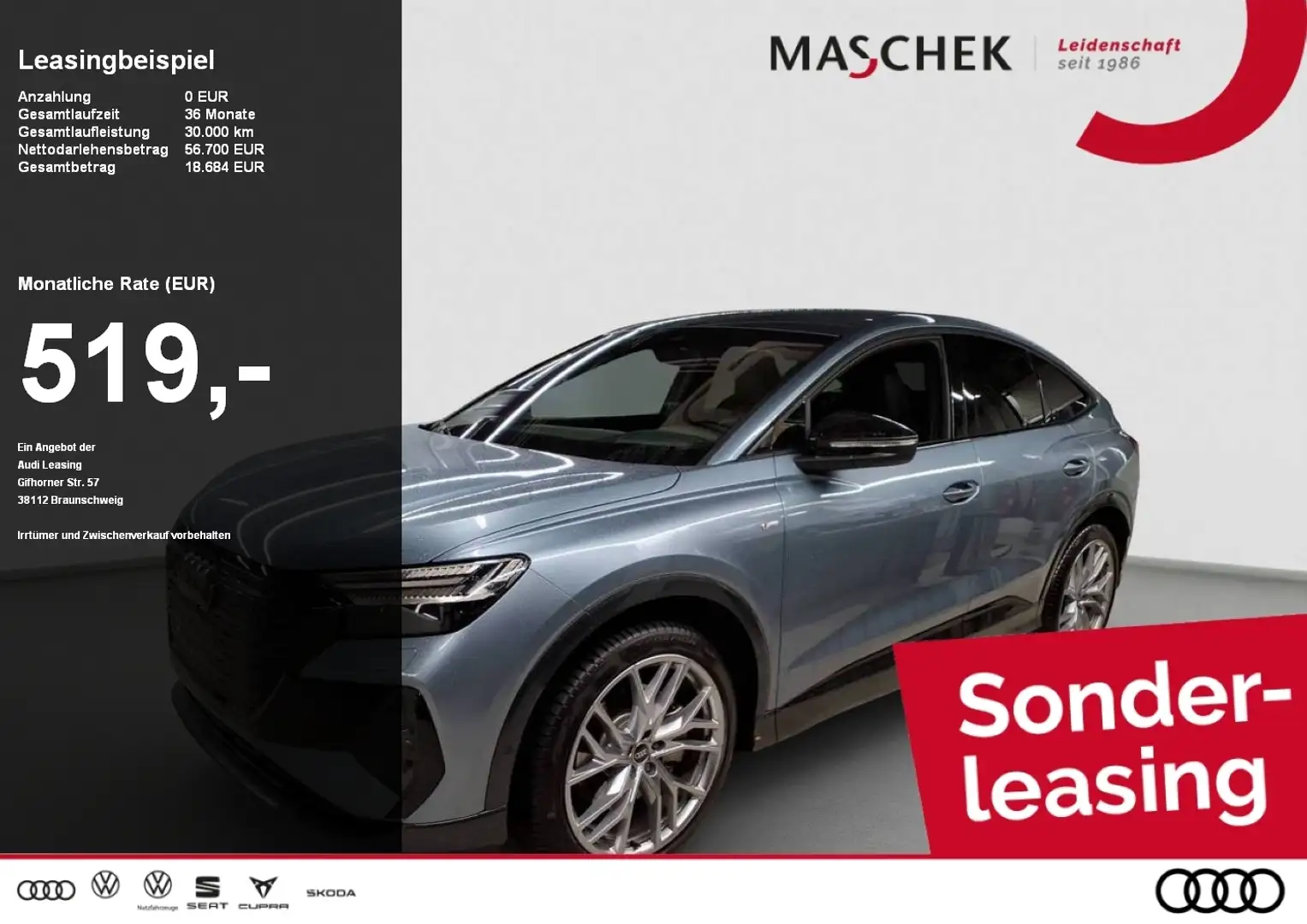 Audi Q4 e-tron Q4 Sportback e-tron S Line 55 AHK Sonos 360° HUD B Blau - 1