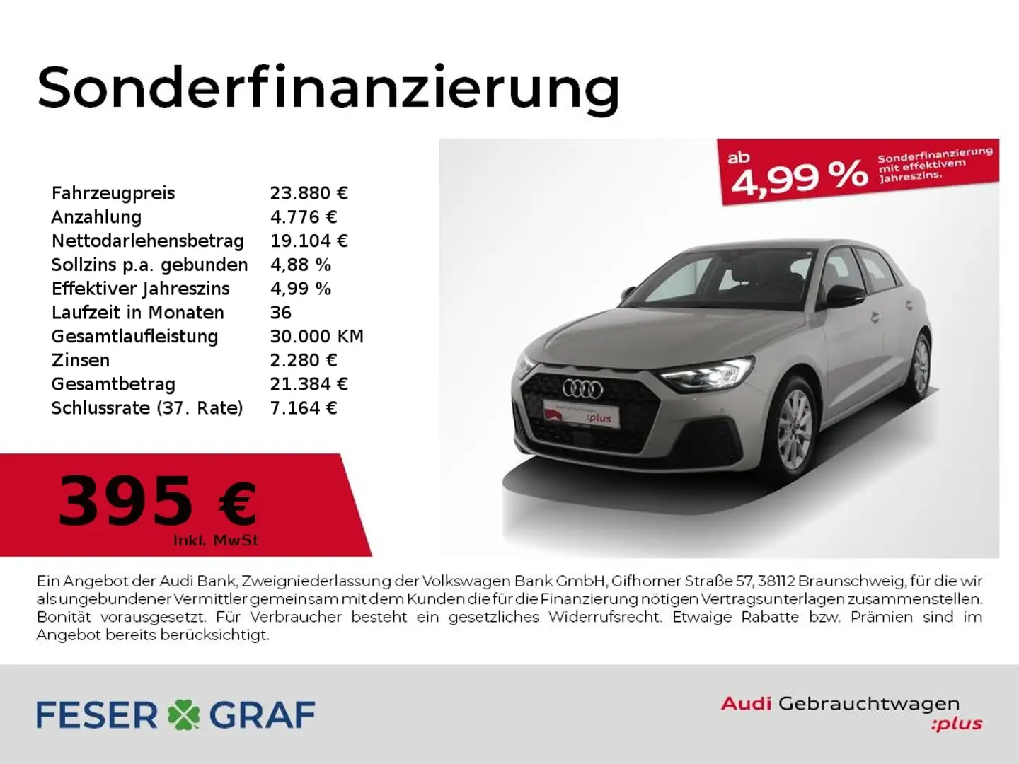 Audi A1 Sportback 30 TFSI smartphone int./ virtual Cockpit Silber - 1