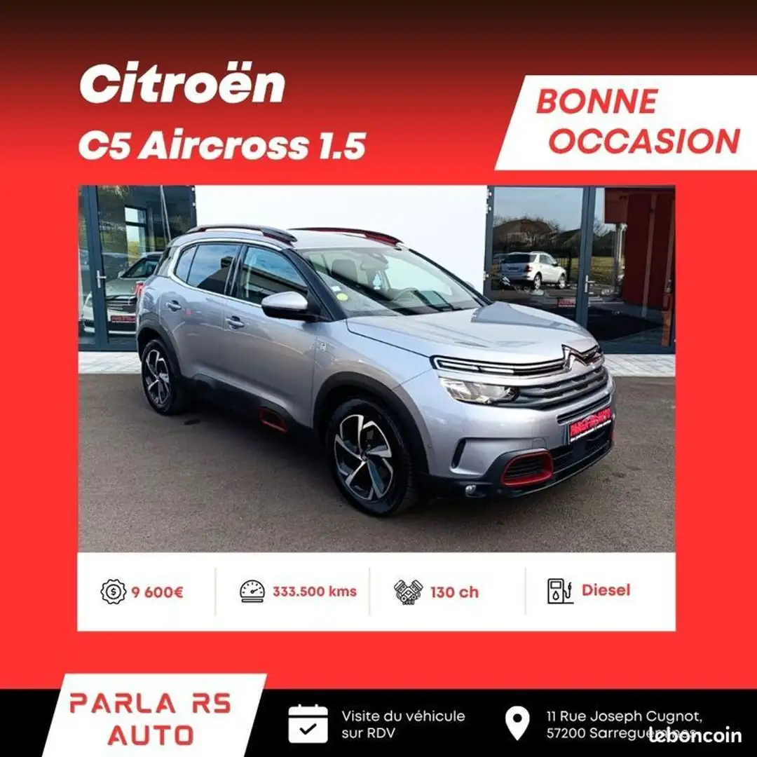 Citroen C5 Aircross Citroën 1.5 Blue HDi 16V 130ch boîte auto Gris - 1
