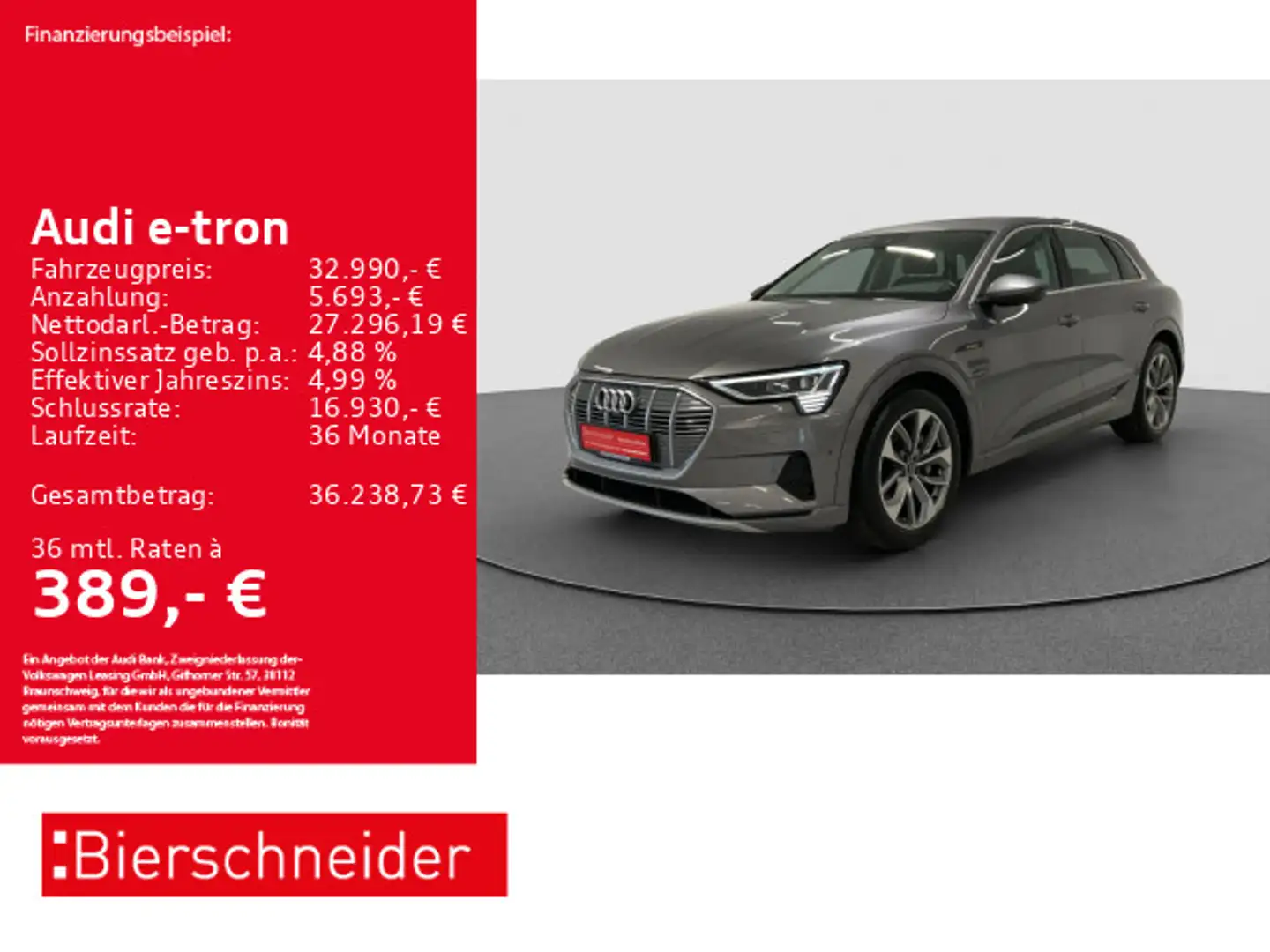 Audi e-tron 55 20 MATRIX PANO ACC 360 Grau - 1