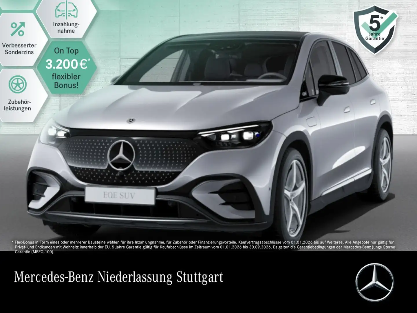 Mercedes-Benz EQE SUV EQE 350 AMG+NIGHT+PANO+360+AHK+BURMESTER+KEYLESS Silber - 1