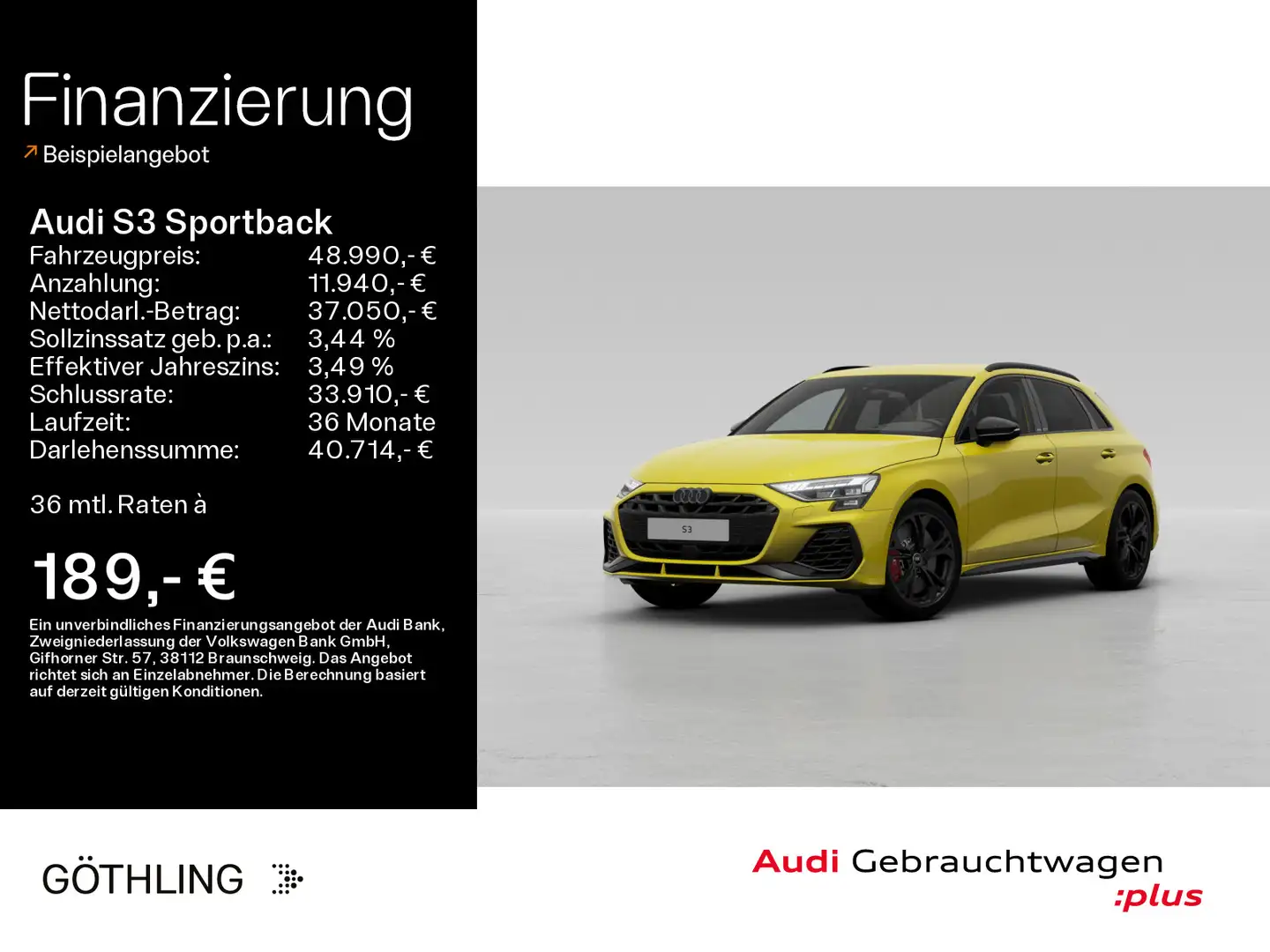 Audi S3 *Sonos*HUD*Matrix*Virtual*Navi*S-Sit Gelb - 1