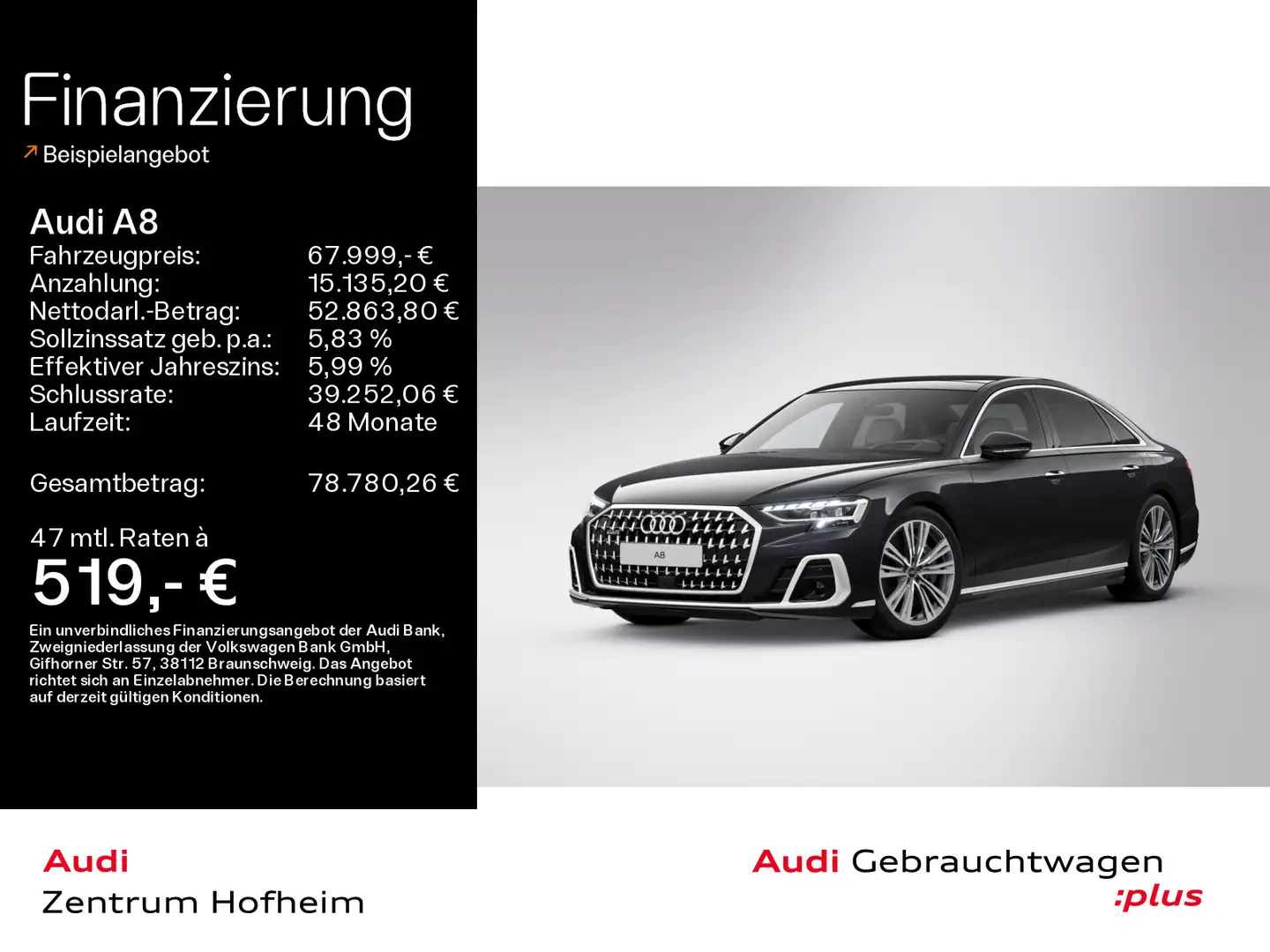 Audi A8 60 TFSIe*EUPE 145.120*Air*B&O*HUD*Pano*HD Mat Schwarz - 1