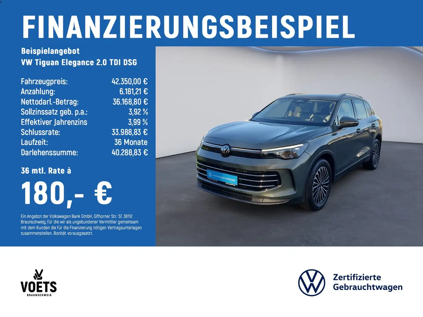 Volkswagen Tiguan Elegance 2.0 TDI DSG LED+HuD+ACC Grün - 2