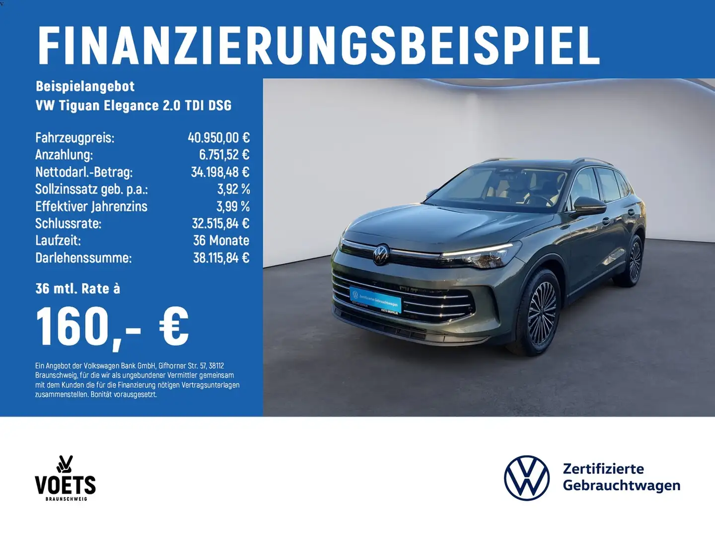 Volkswagen Tiguan Elegance 2.0 TDI DSG LED+HuD+ACC Grün - 2