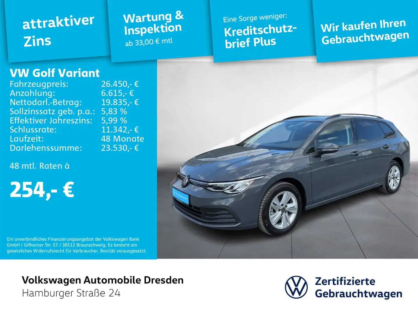 Volkswagen Golf Variant Golf VIII Variant Life 1.5 eTSI DSG STHZG KAMERA Grau - 1