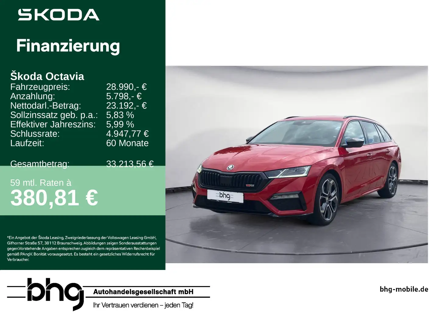 Skoda Octavia Combi 2.0 TDI DSG RS Rosso - 1