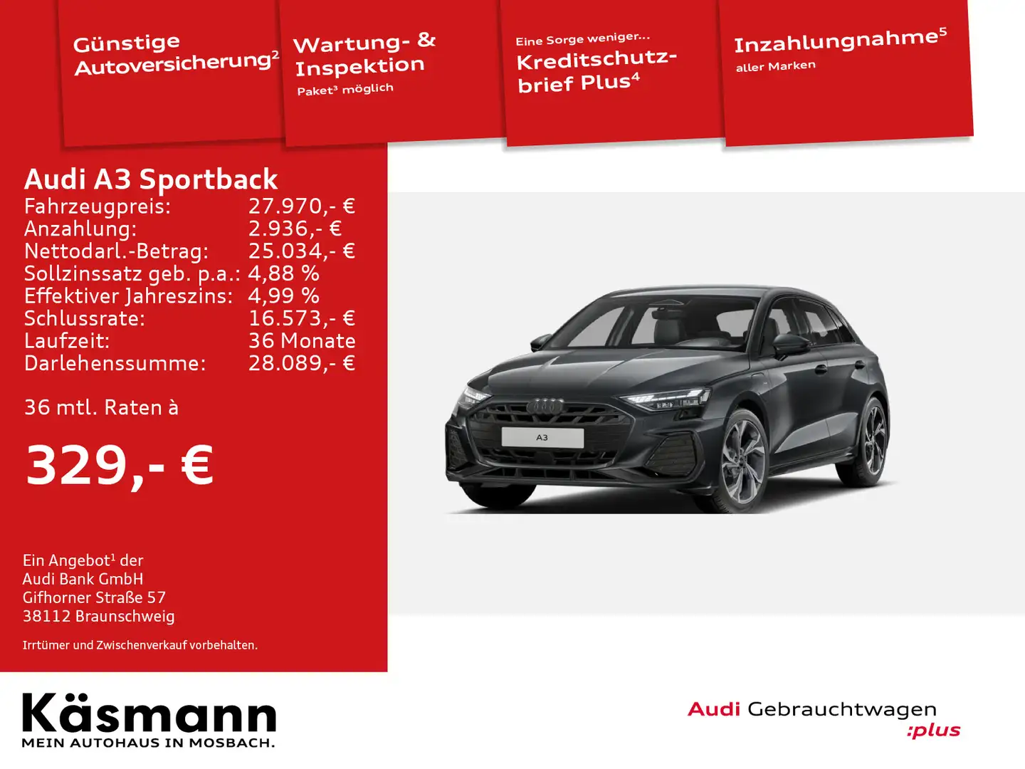 Audi A3 S line 45TFSIe LED AHK SHZ Grau - 1