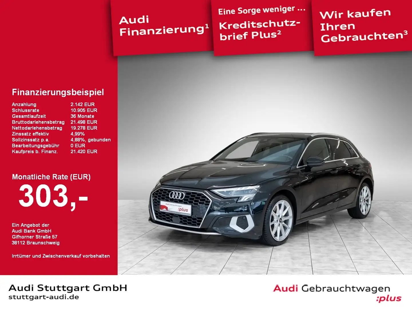 Audi A3 Sportback 40 TFSI e advanced AHK virtCo Kamera Schwarz - 1