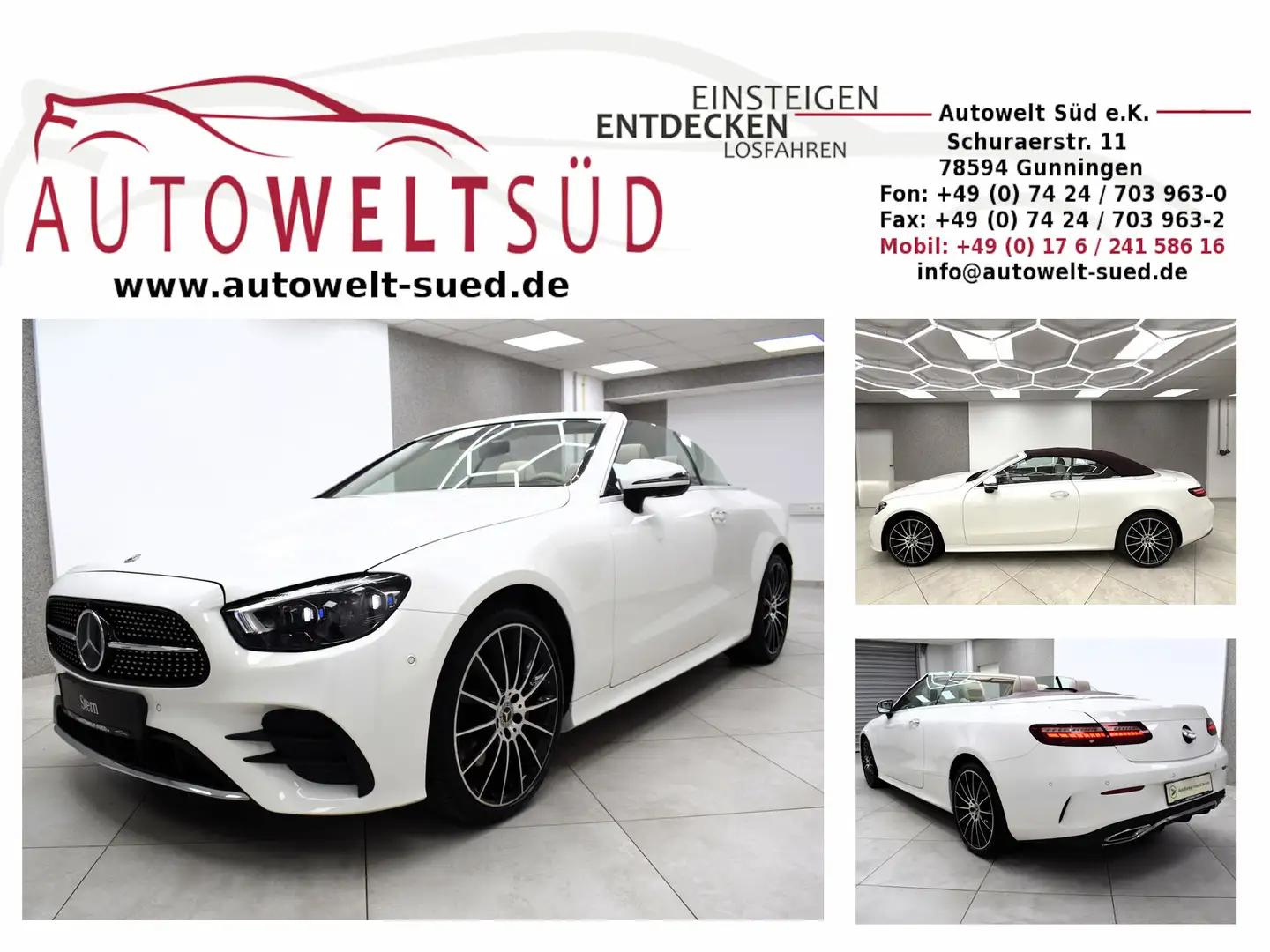 Mercedes-Benz E 220 d 4M Cabrio AMG Sport Designo DTR BEAM 360° AugR M Weiß - 1