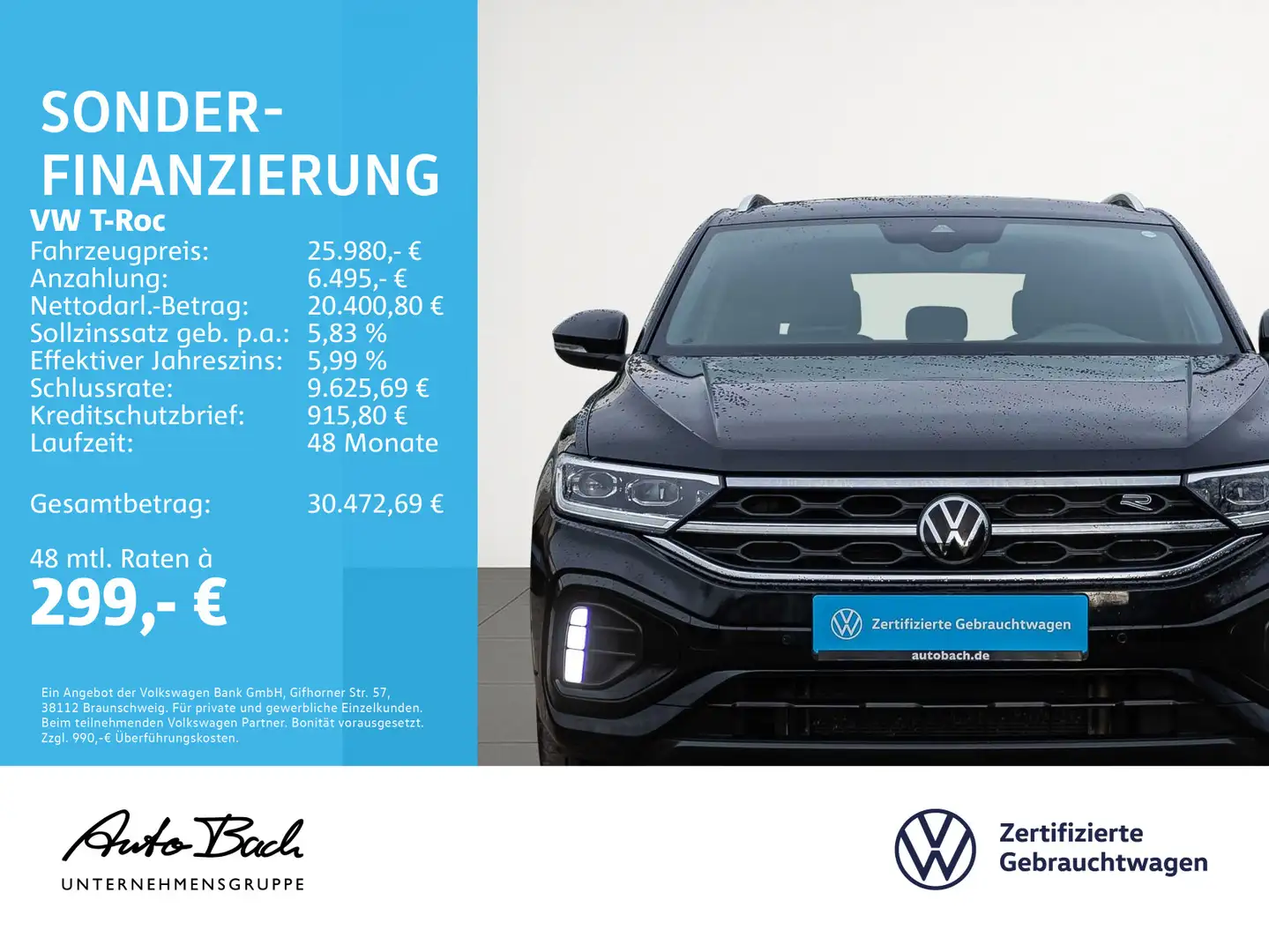 Volkswagen T-Roc 1.5TSI R-Line DSG Navi LED ACC CarPlay AHK Noir - 2