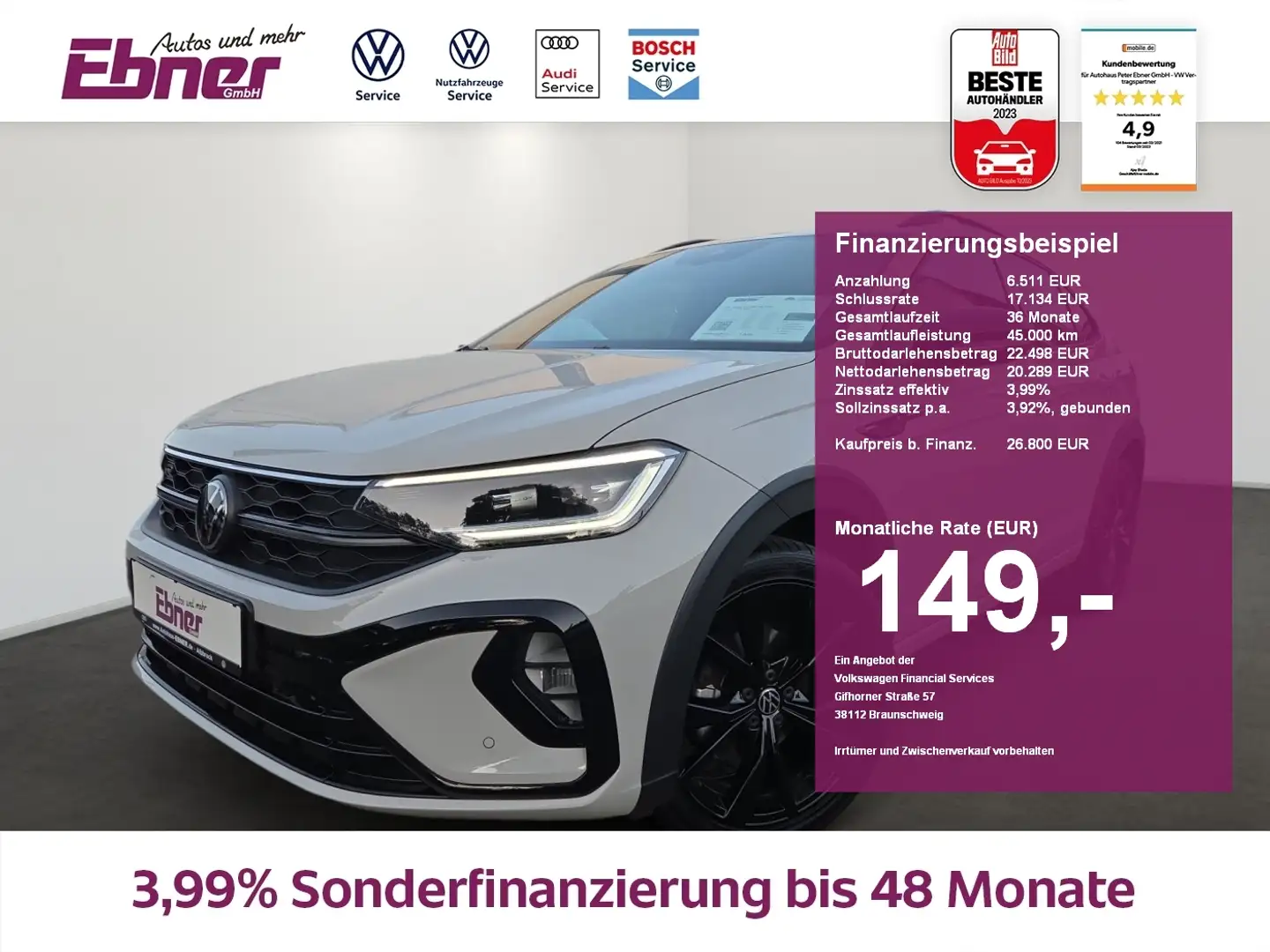 Volkswagen Taigo R-LINE BLACK STYLE 1.5TSI DSG MATRIX+ACC+NAVI-APP+ Grau - 1