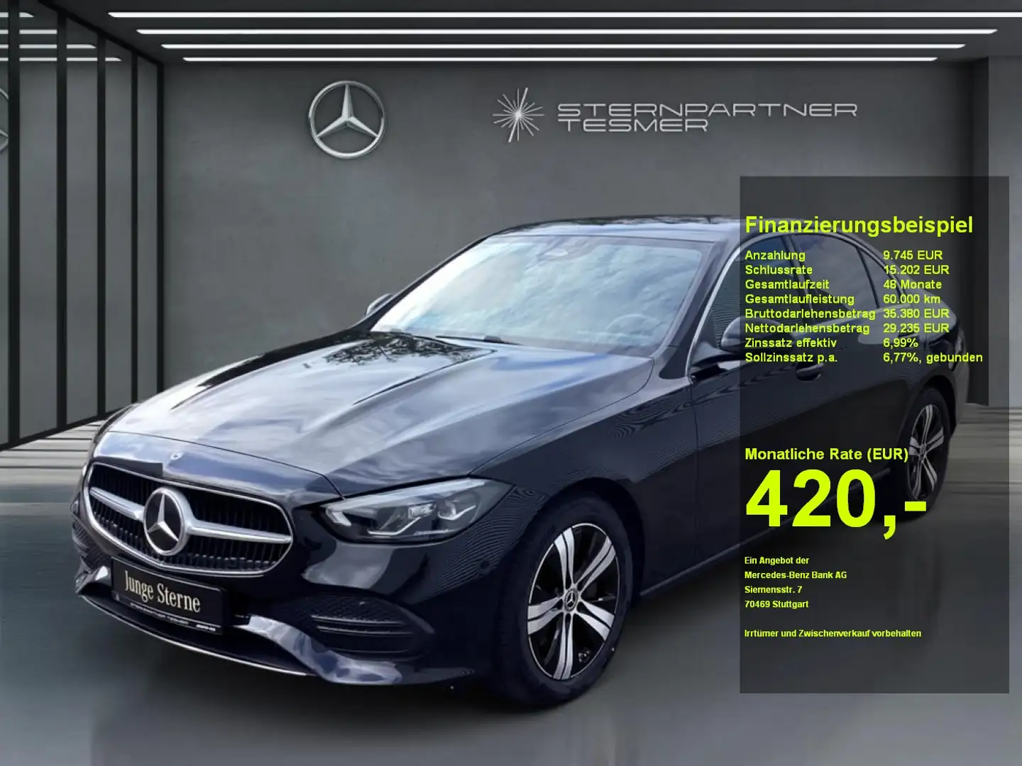 Mercedes-Benz C 200 d +Avantgarde+KAMERA+AHK+Ambiente+SHZ+TOTW Schwarz - 1