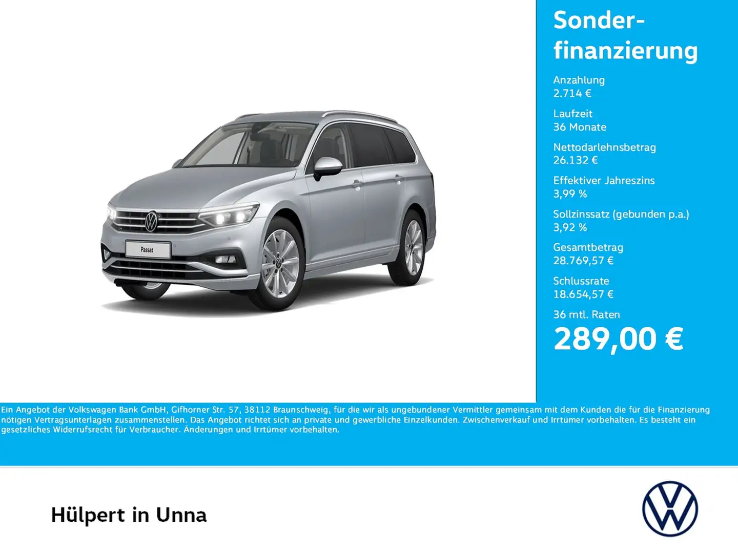 Volkswagen Passat Variant 2.0 ELEGANCE AHK CAM ACC LM17 NAVI Argent - 1