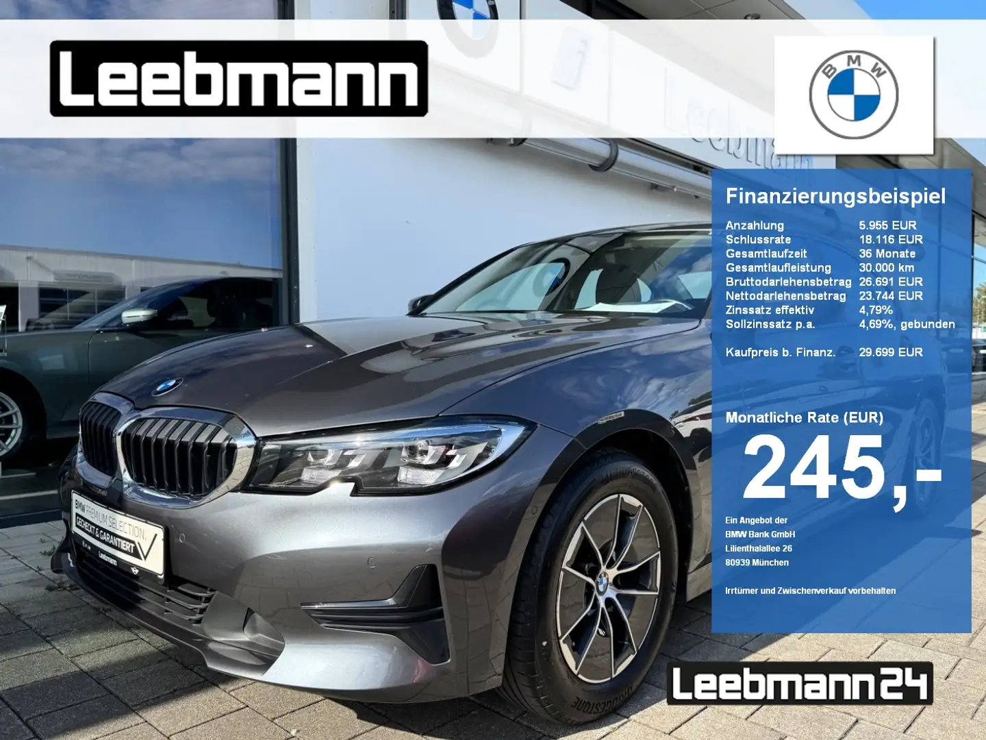 BMW 320 i Limousine Adv. LC-PROF/RFK 2 JAHRE GARANTIE Gri - 1