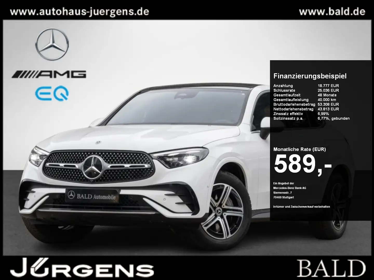 Mercedes-Benz GLC 220 d 4MATIC Coupé AMG-Sport+Pano+Digital Weiß - 1