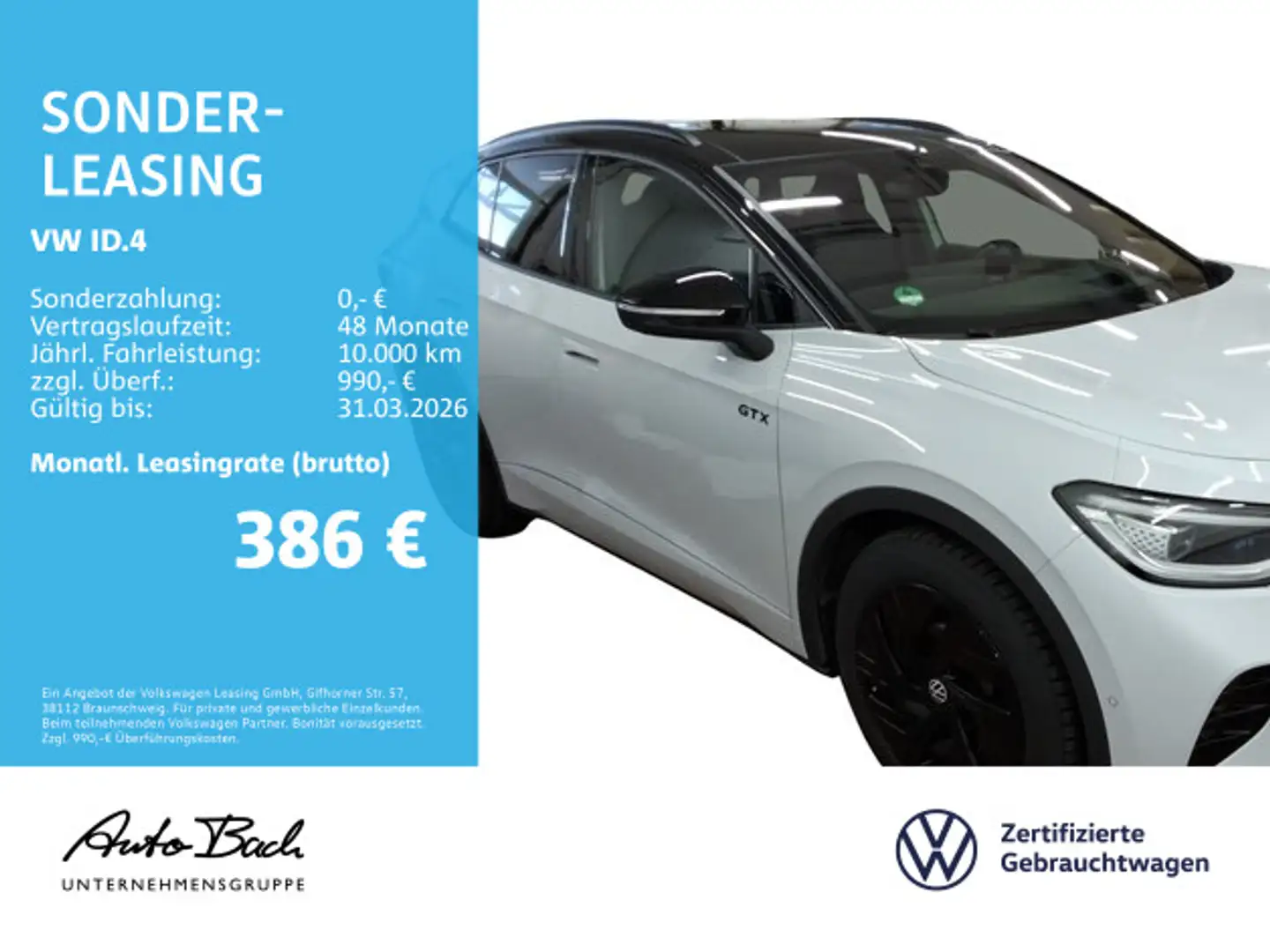 Volkswagen ID.4 GTX, Panoramadach, LED-Matrix, Navi, Area V Weiß - 2