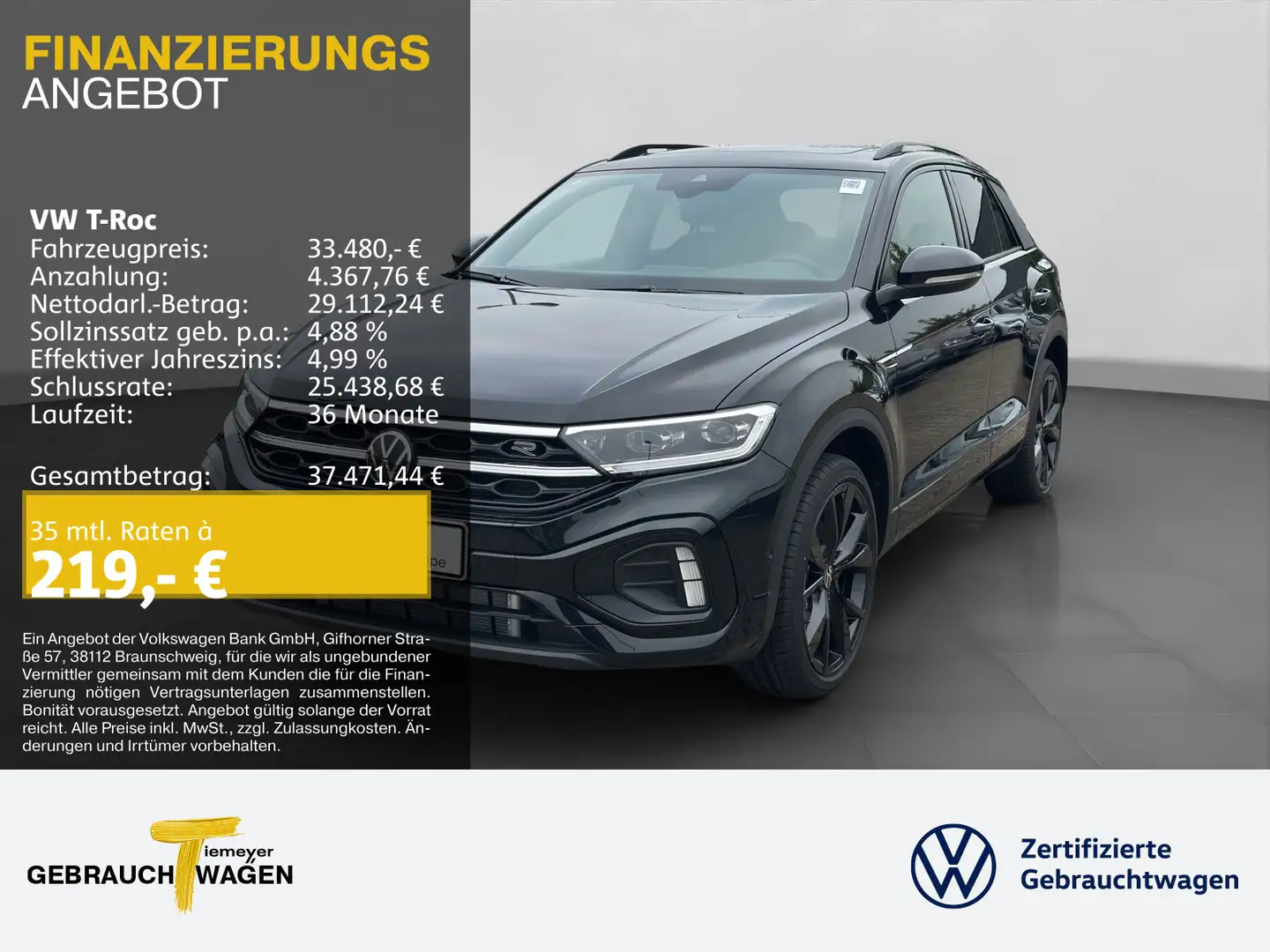 Volkswagen T-Roc 1.5 TSI DSG R-LINE BLACK LM19 PANO eKLAPPE Schwarz - 1
