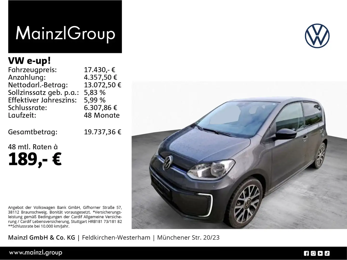 Volkswagen e-up! Move SHZ Kamera AAC Alu DAB+ WSS-Heiz. Grau - 1