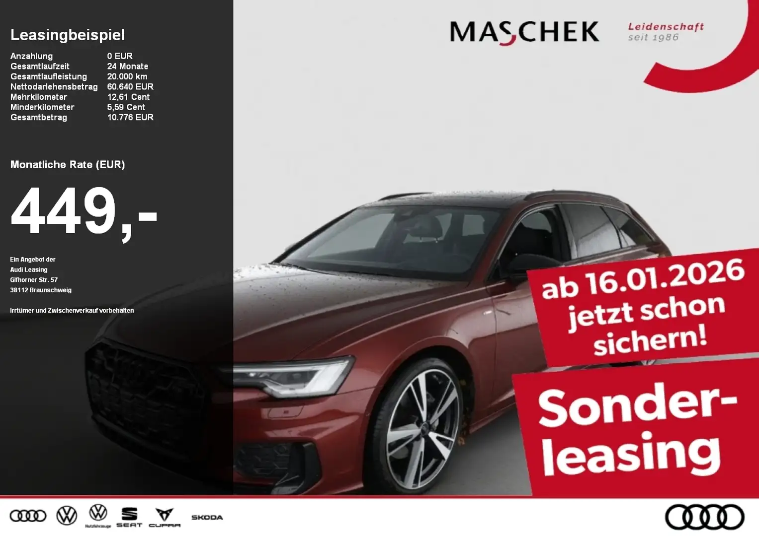 Audi A6 Avant S line 45 TFSI 99NP AHK LM21 Pano 360° HUD M Rouge - 1