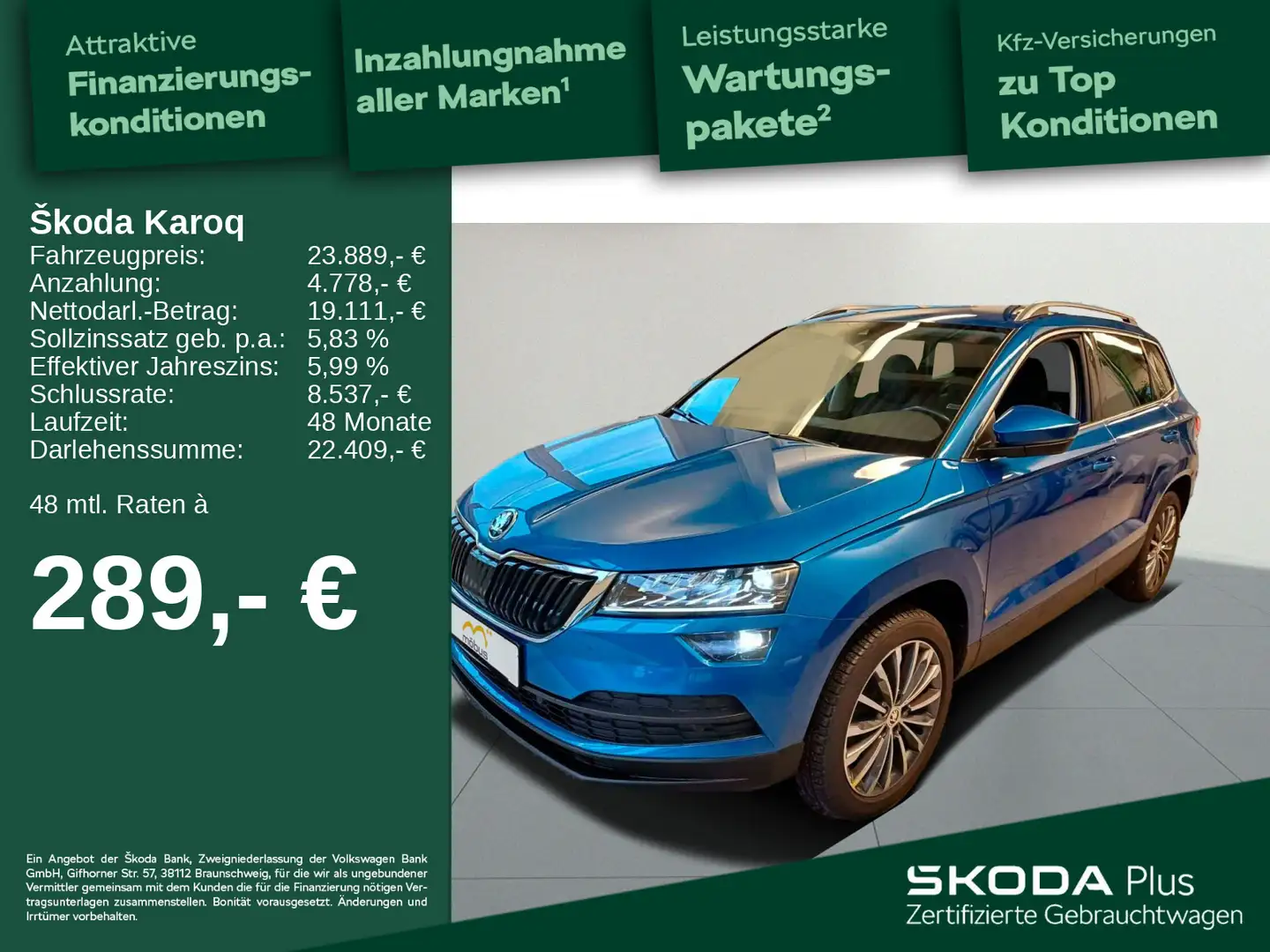 Skoda Karoq 1.5 TSI Style*APP*ACC*MFL*NAV*RFK*LED* Blau - 1