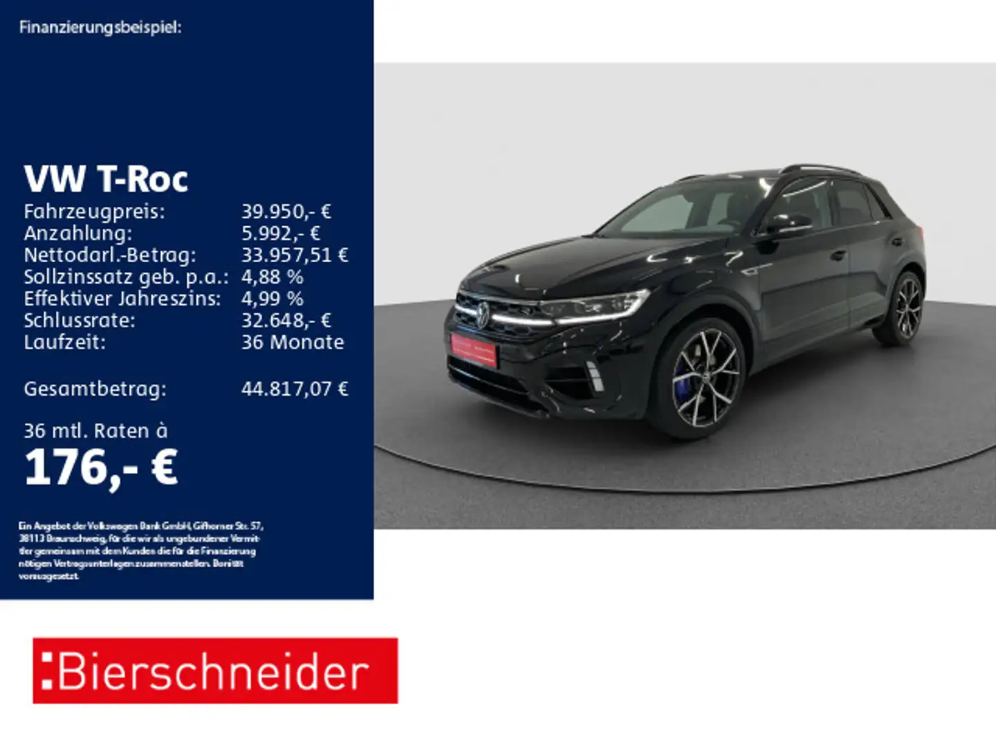 Volkswagen T-Roc 2.0 TSI DSG 4Mo R AKRA BEATS DCC 19 Schwarz - 1