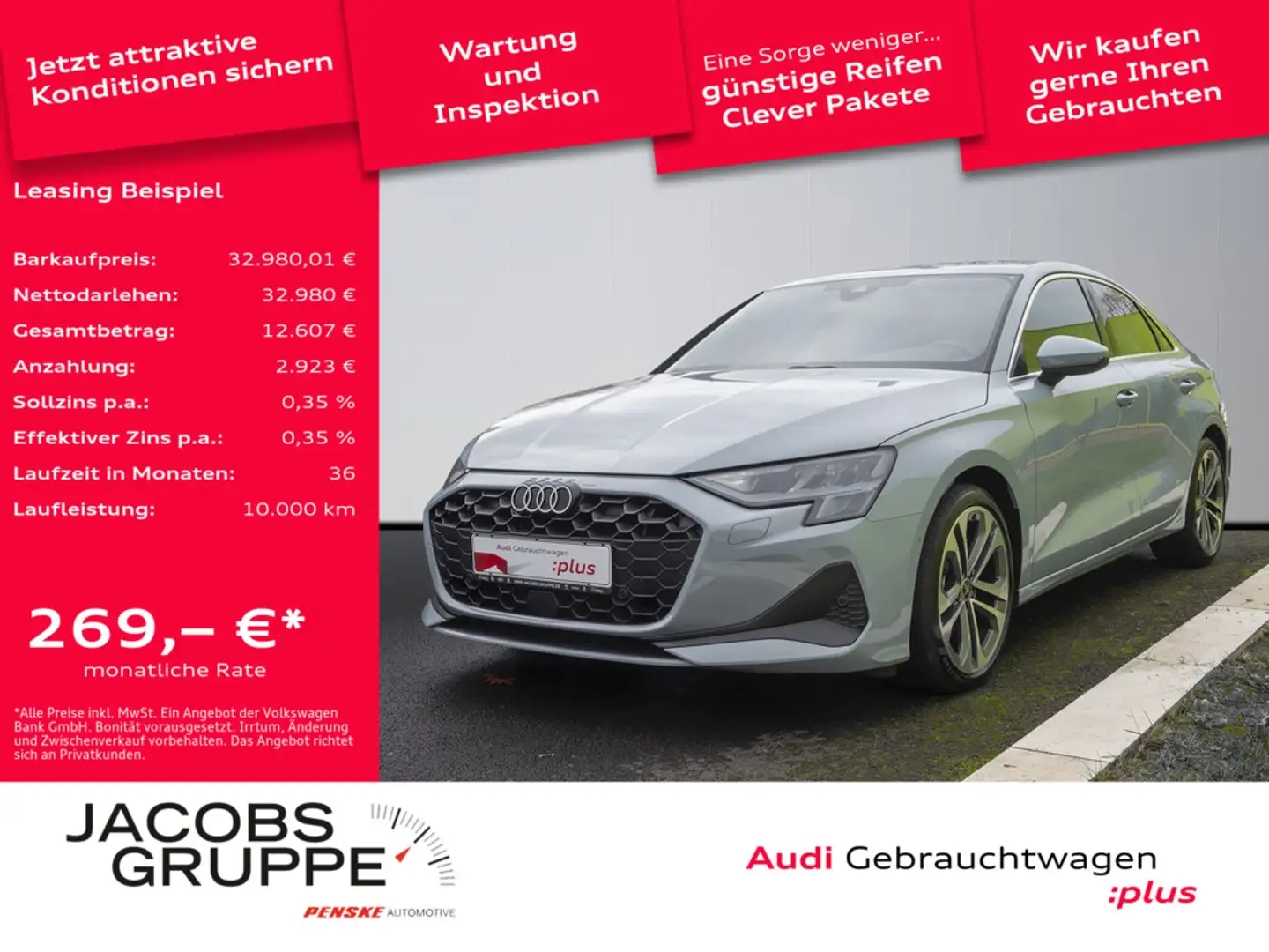 Audi A3 Limousine 30 TFSI Kamera,AHK,Smart Phone I Grau - 1