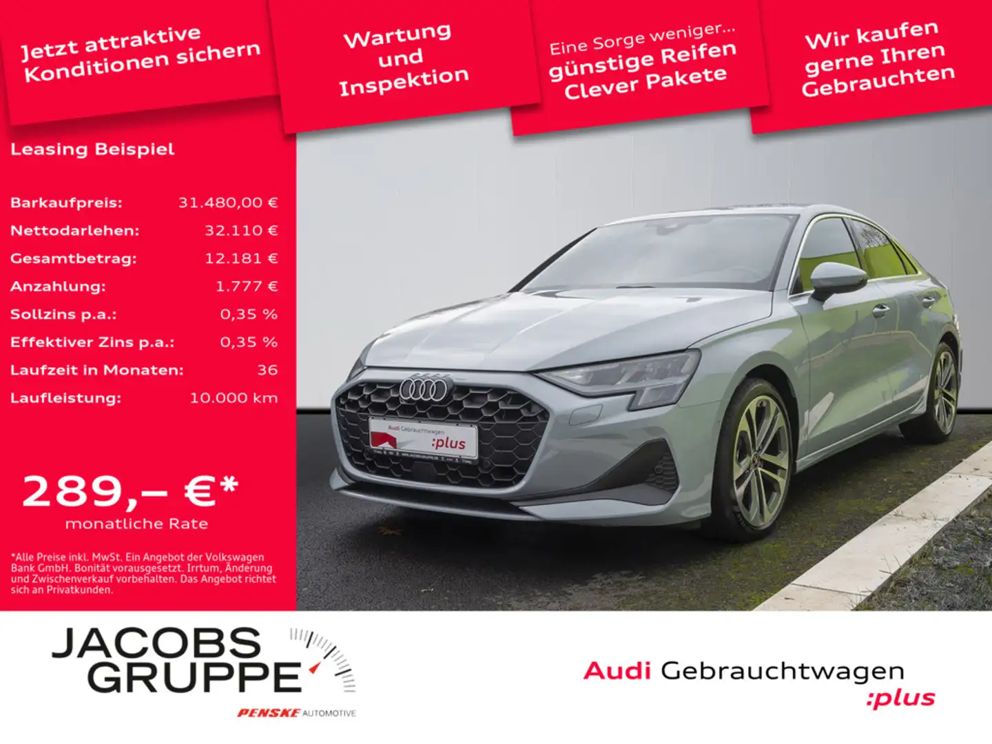 Audi A3 Limousine 30 TFSI Kamera,AHK,Smart Phone I Grau - 1