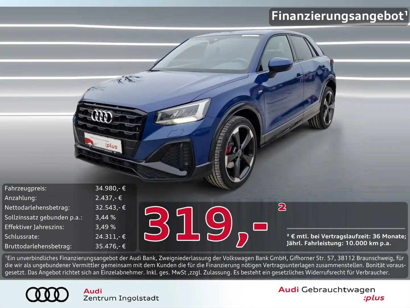 Audi Q2 35 TFSI 2xS line NAVI+ AHK 19" SONOS ACC Blau - 1