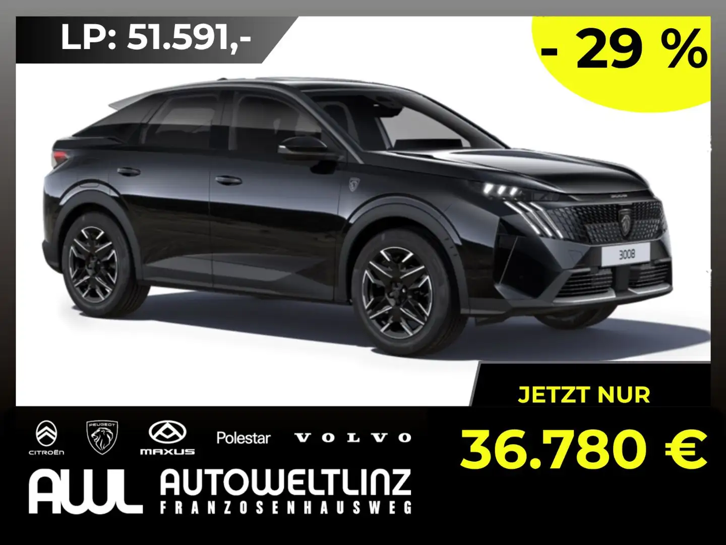 Peugeot 3008 Hybrid 145 E-DCS6 GT !MEGADEAL! Schwarz - 1