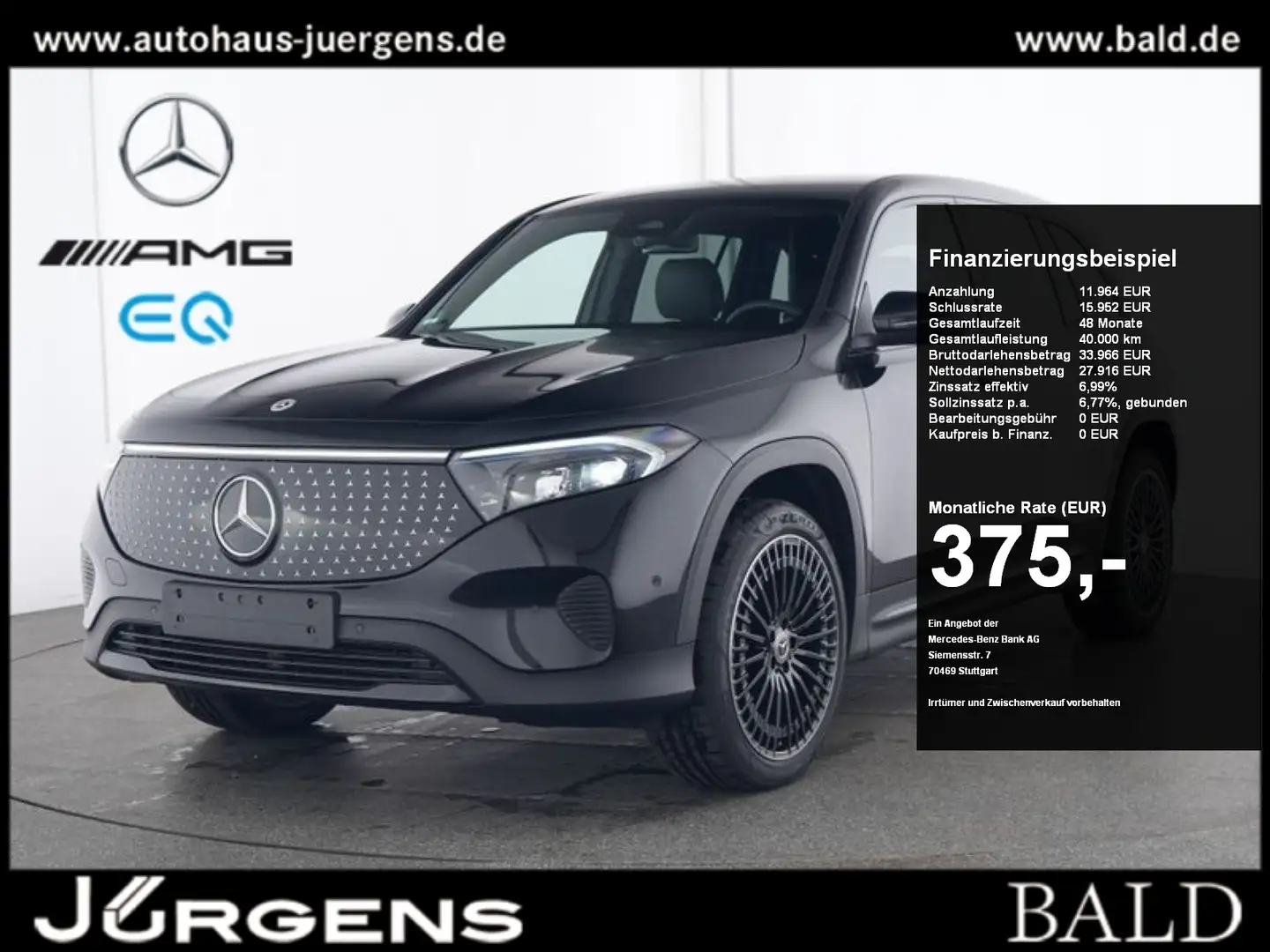Mercedes-Benz EQB 350 4M ElectricArt/LED/Cam/Night/SHZ/20''AMG Zwart - 1