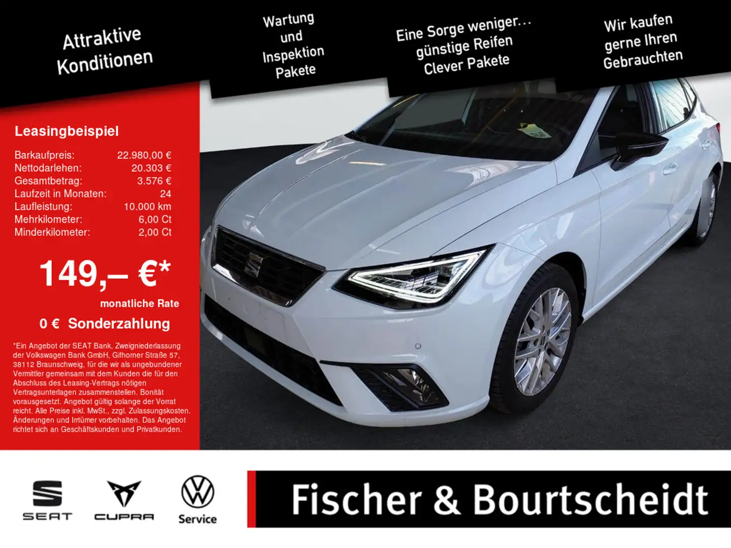 SEAT Ibiza 1.0 TSI FR NAV KAM PDC LED SHZ ALU Wit - 1