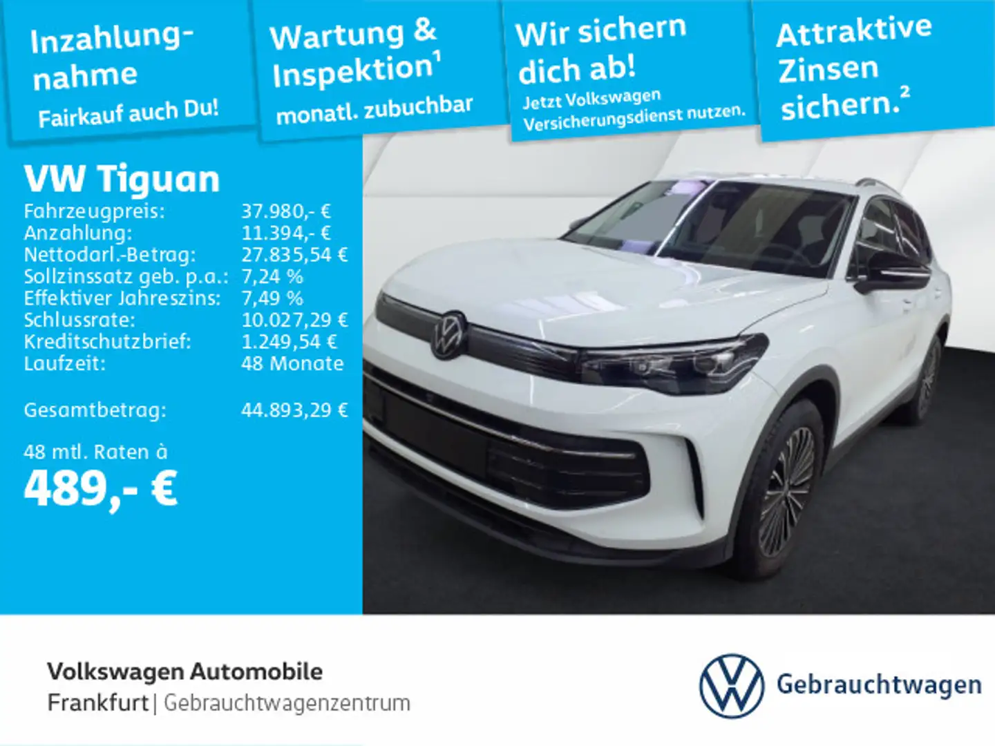 Volkswagen Tiguan 2.0 TDI DSG Goal Navi LEDPlus DAB+ FrontA Weiß - 1