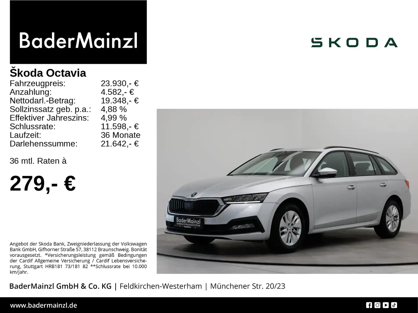 Skoda Octavia Combi 1.0 TSI Ambition Navi 2xPDC LED Silber - 1