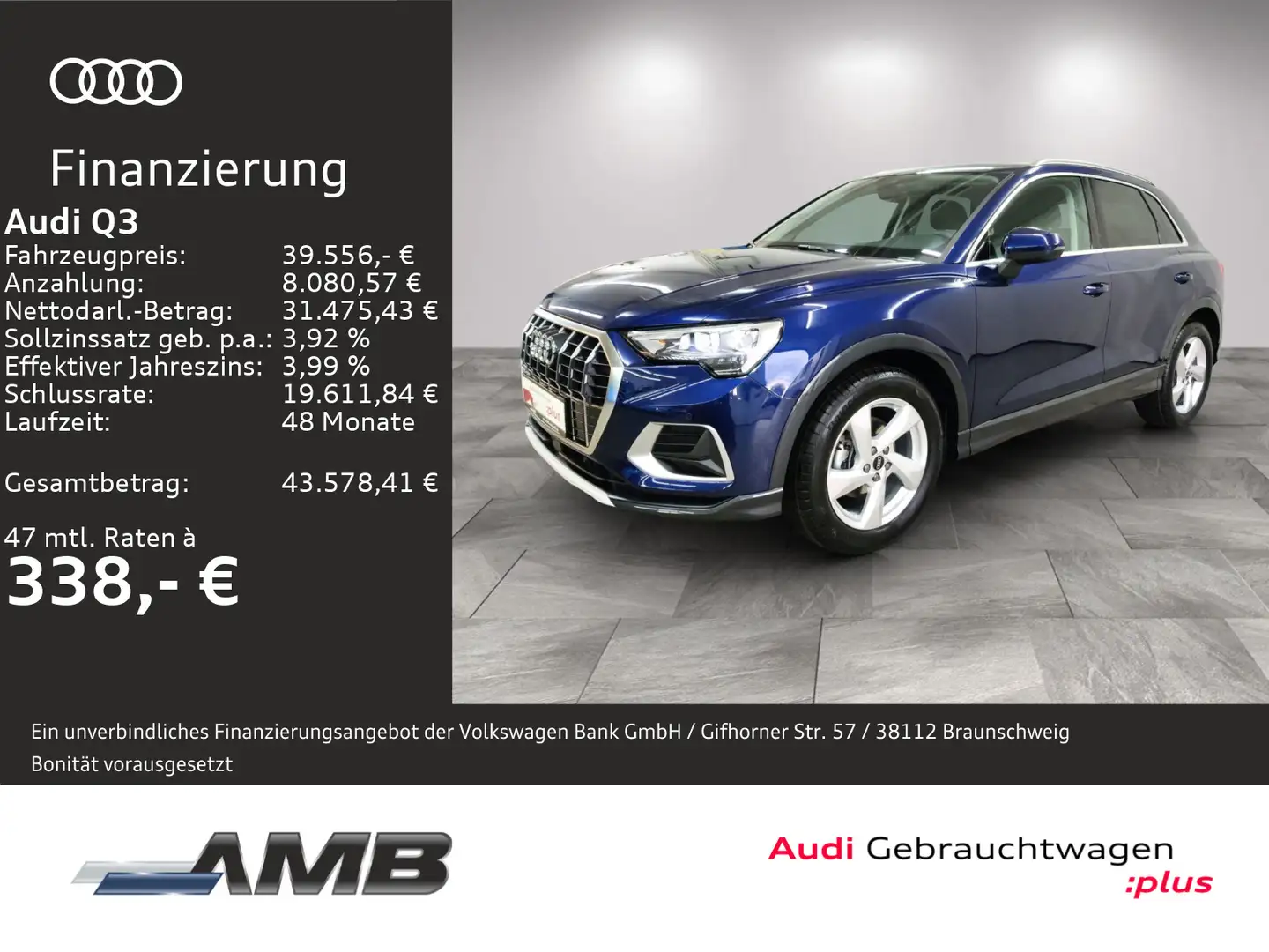 Audi Q3 Advanced 35 TFSI S-tr/AHK/Nav+/Standhz/01.30G Blau - 1
