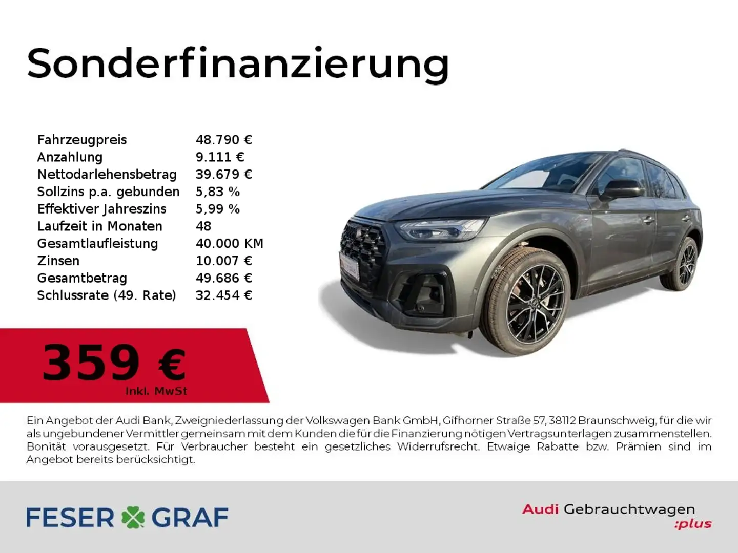 Audi Q5 40 TFSI S line qu. S tronic Matrix-LED/360°Cam Grau - 1
