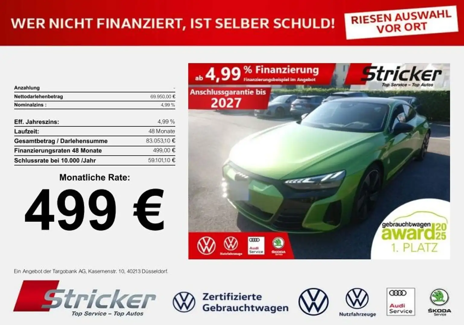 Audi e-tron GT quattro 499,-ohne Anzahlung Pano B&O Allradlenkun Zöld - 1