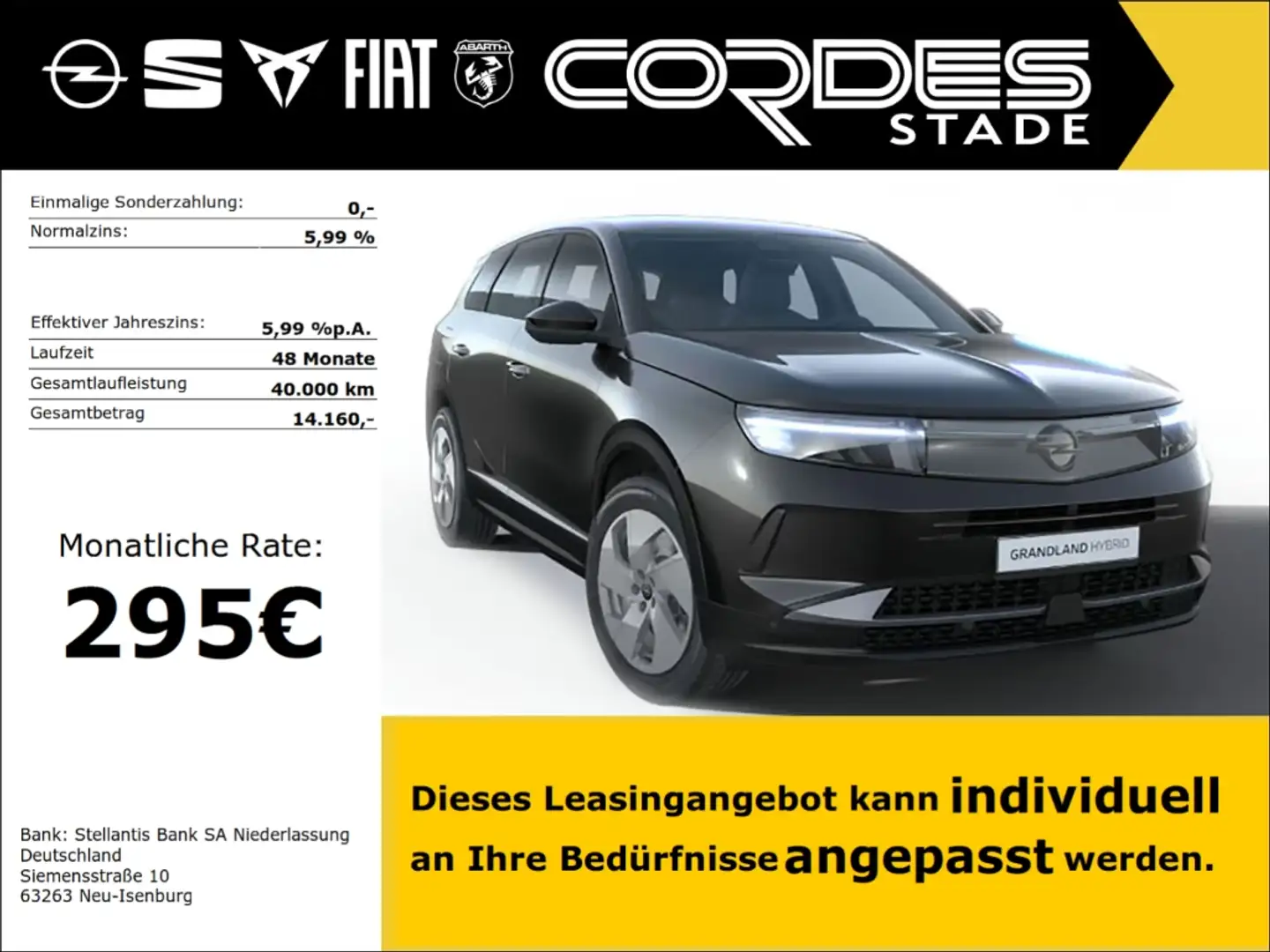 Opel Grandland Edition Mild-Hybrid SONDRLEASING 295 € ohne Anzahl Noir - 1