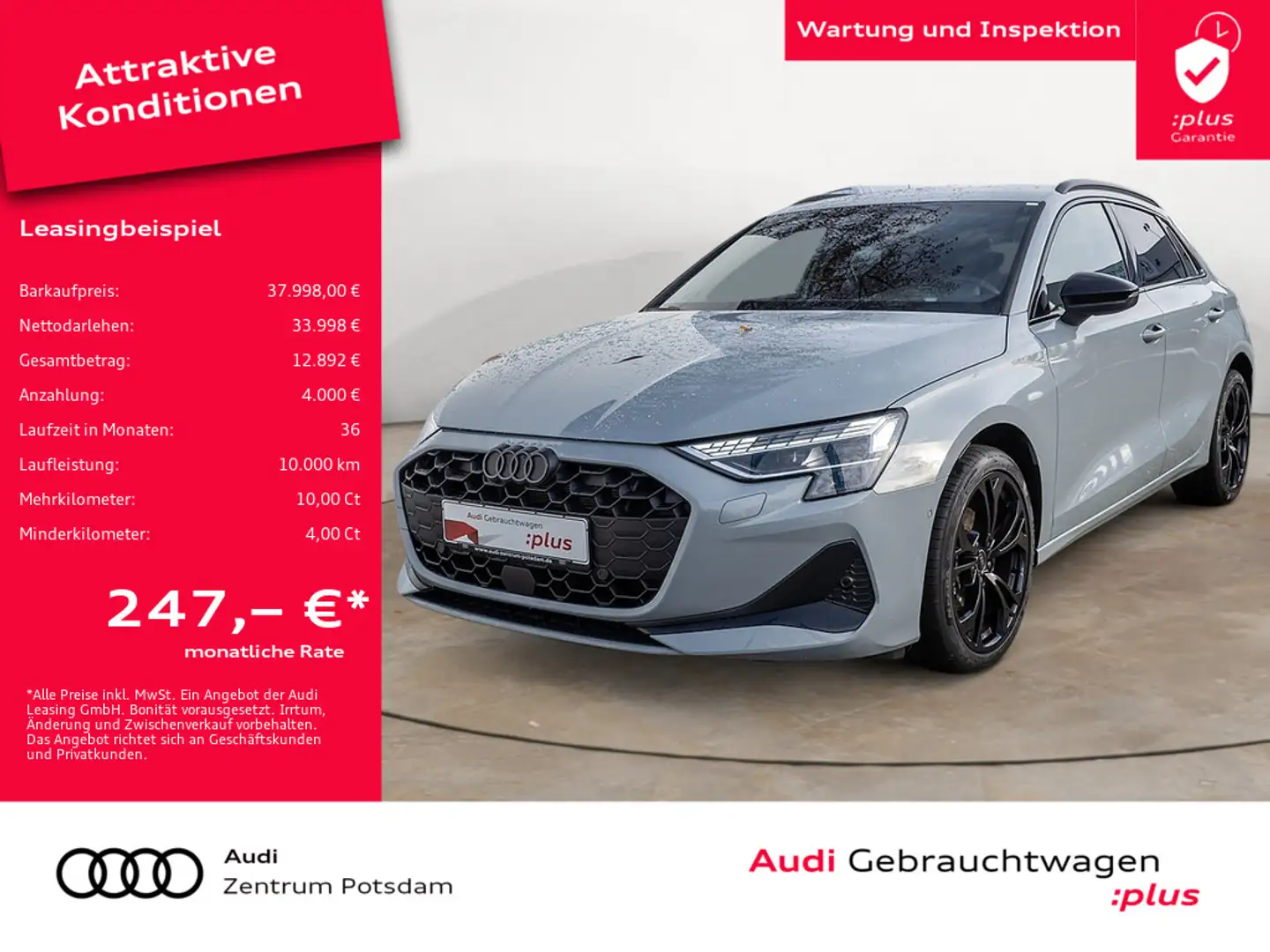 Audi A3 Sportback advanced 30 TFSI NAVI AHK ACC Grau - 1