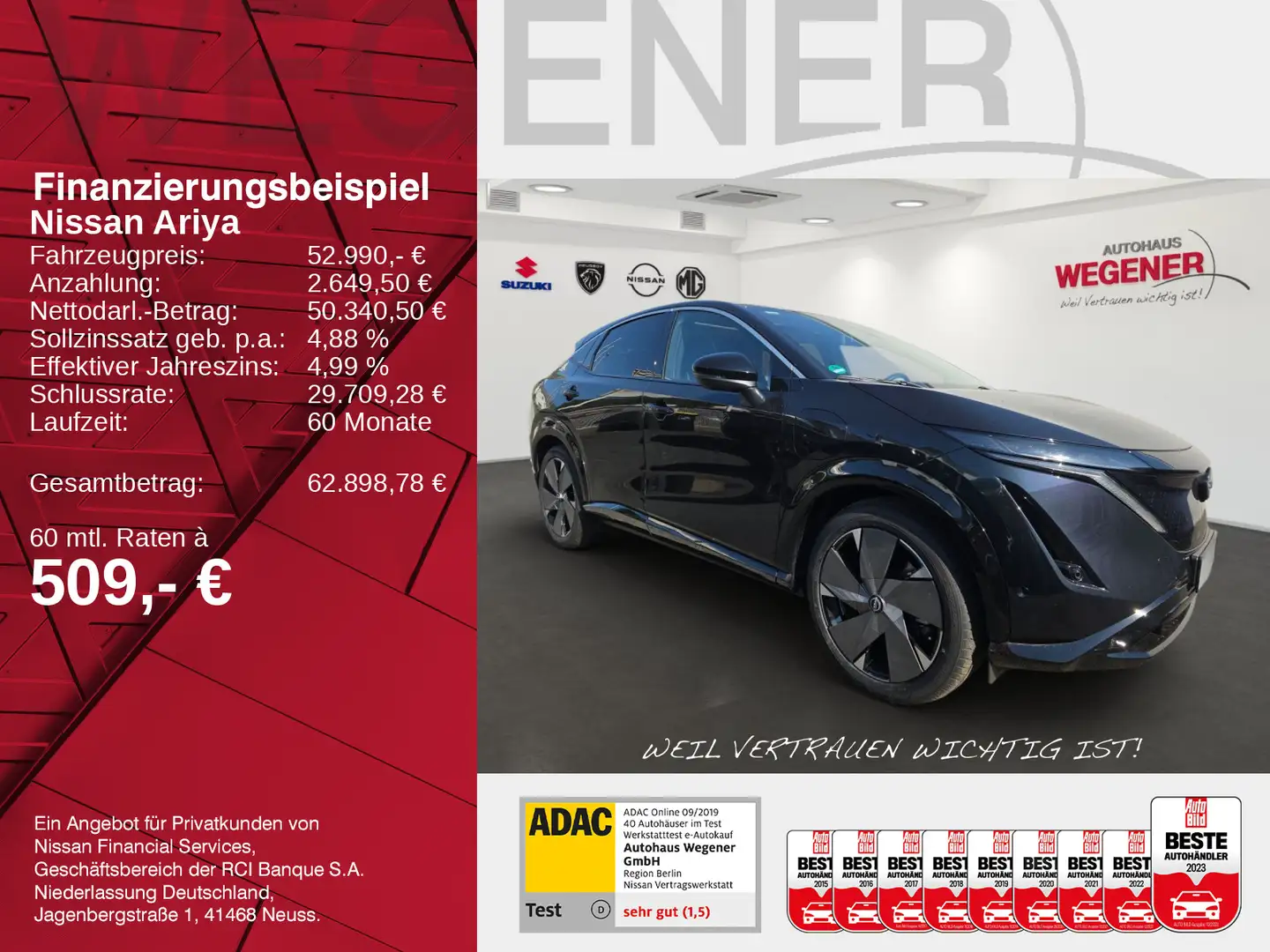 Nissan Ariya ARIYA  Evolve Pack  87 kWh20'LM PANO KAM NAVI LE Grün - 2