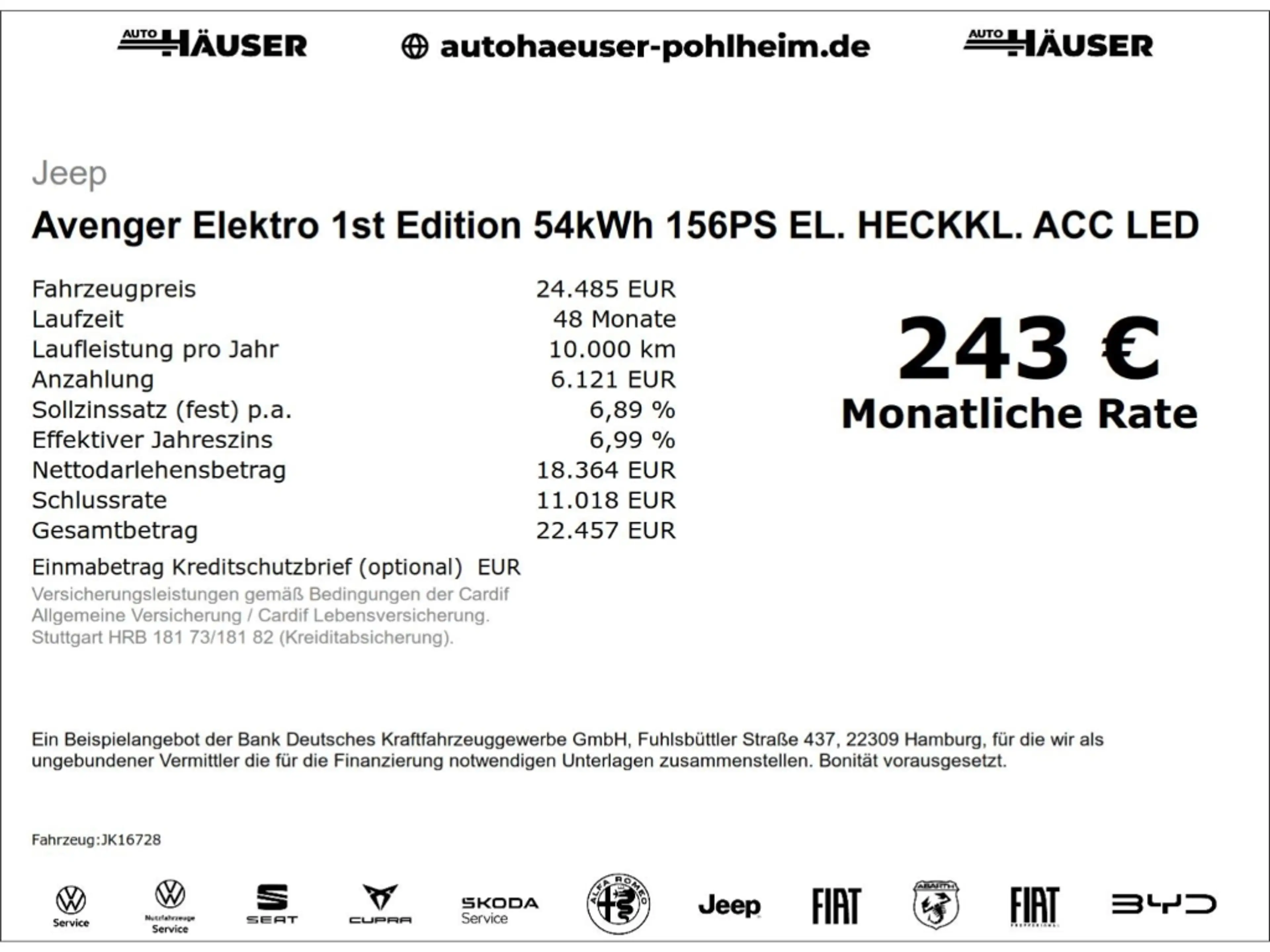 Jeep Avenger Elektro 1st Edition 54kWh 156PS EL. HECKKL. ACC LE — photo 2