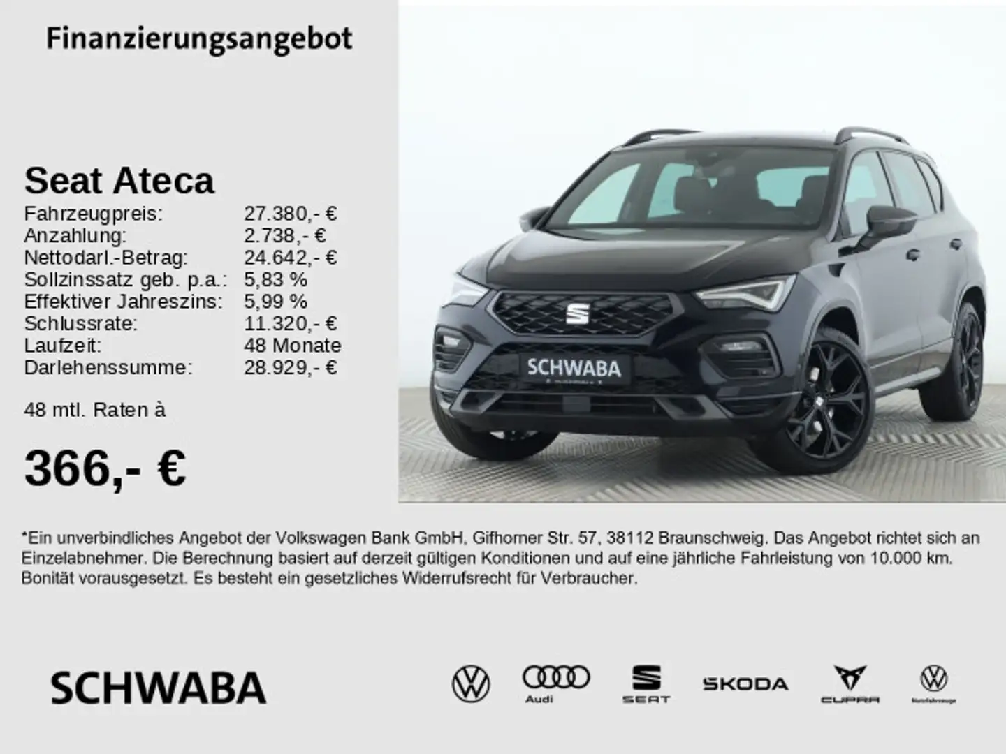 SEAT Ateca FR 2.0 TDI DSG 4Drive *LED*NAVI*BEATS*19'' Noir - 1