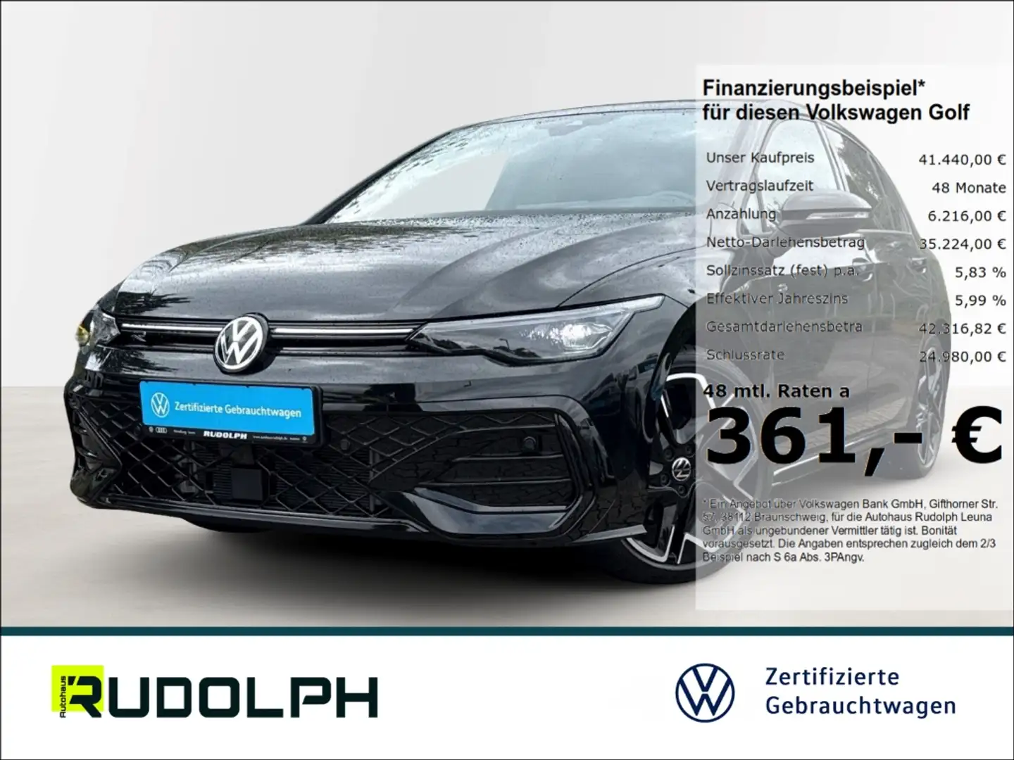 Volkswagen Golf VIII R-Line 2.0 TDI DSG LED HUD Navi AHK Fernlicht Schwarz - 1