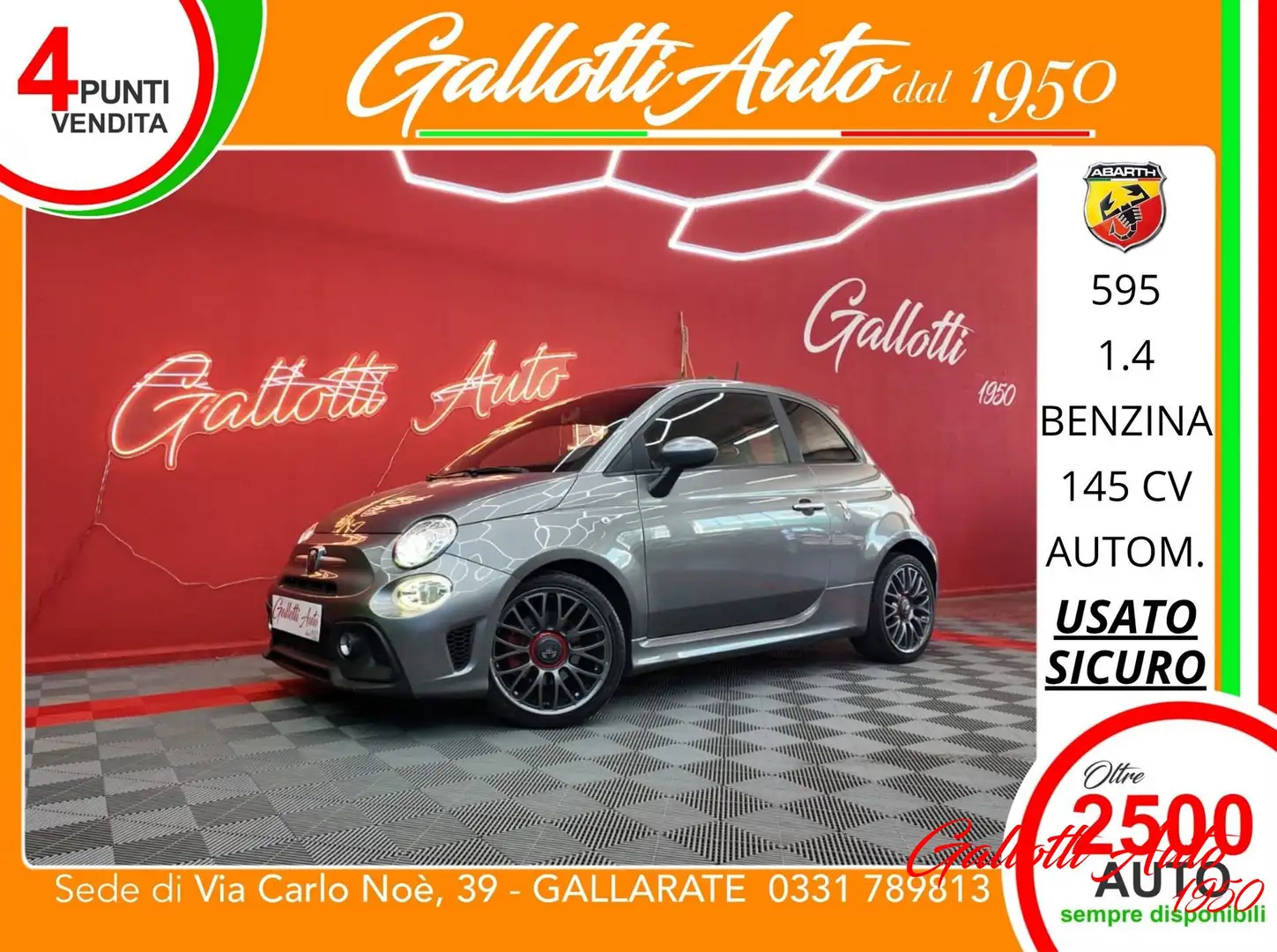 Abarth 595 1.4 Turbo T-Jet 145 CV-FRIZIONE NUOVA Gris - 1