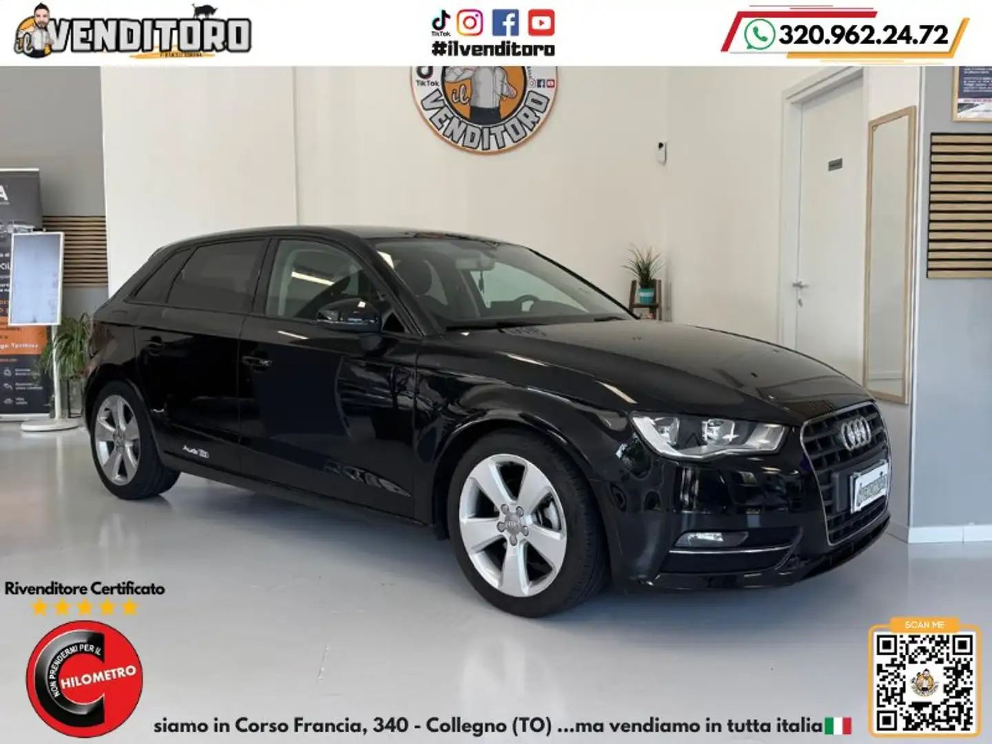Audi A3 A3 Sportback 1.6 tdi Attraction 110cv E6 Nero - 1